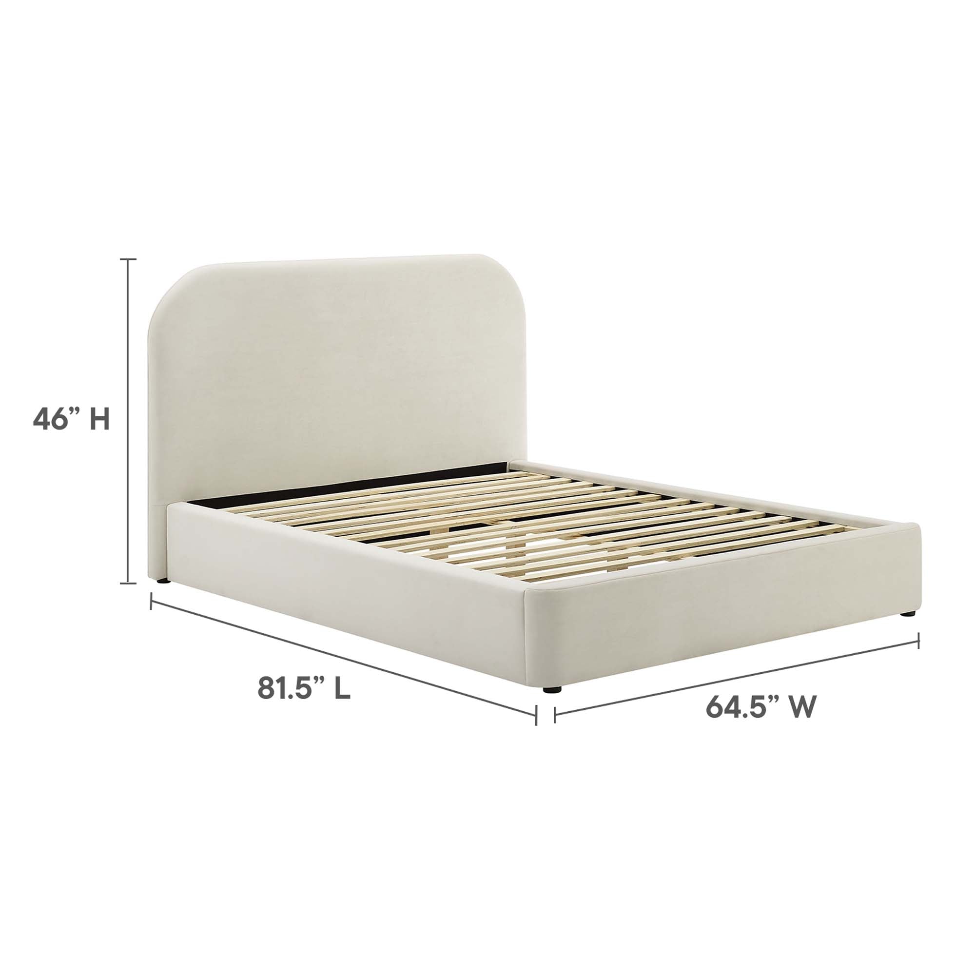 Keynote Alabaster Performance Velvet Curved Full Platform Bed