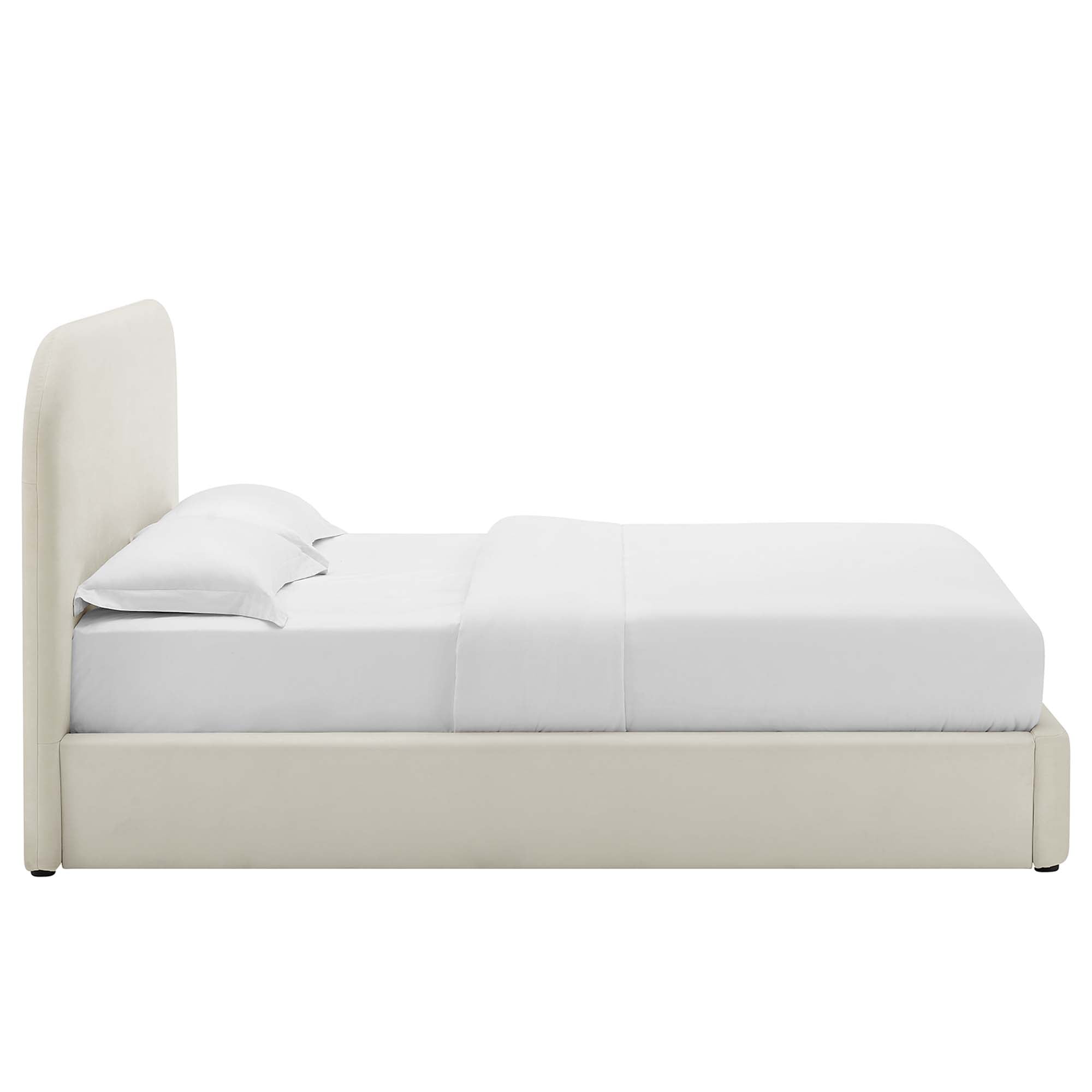 Keynote Alabaster Performance Velvet Curved Queen Platform Bed