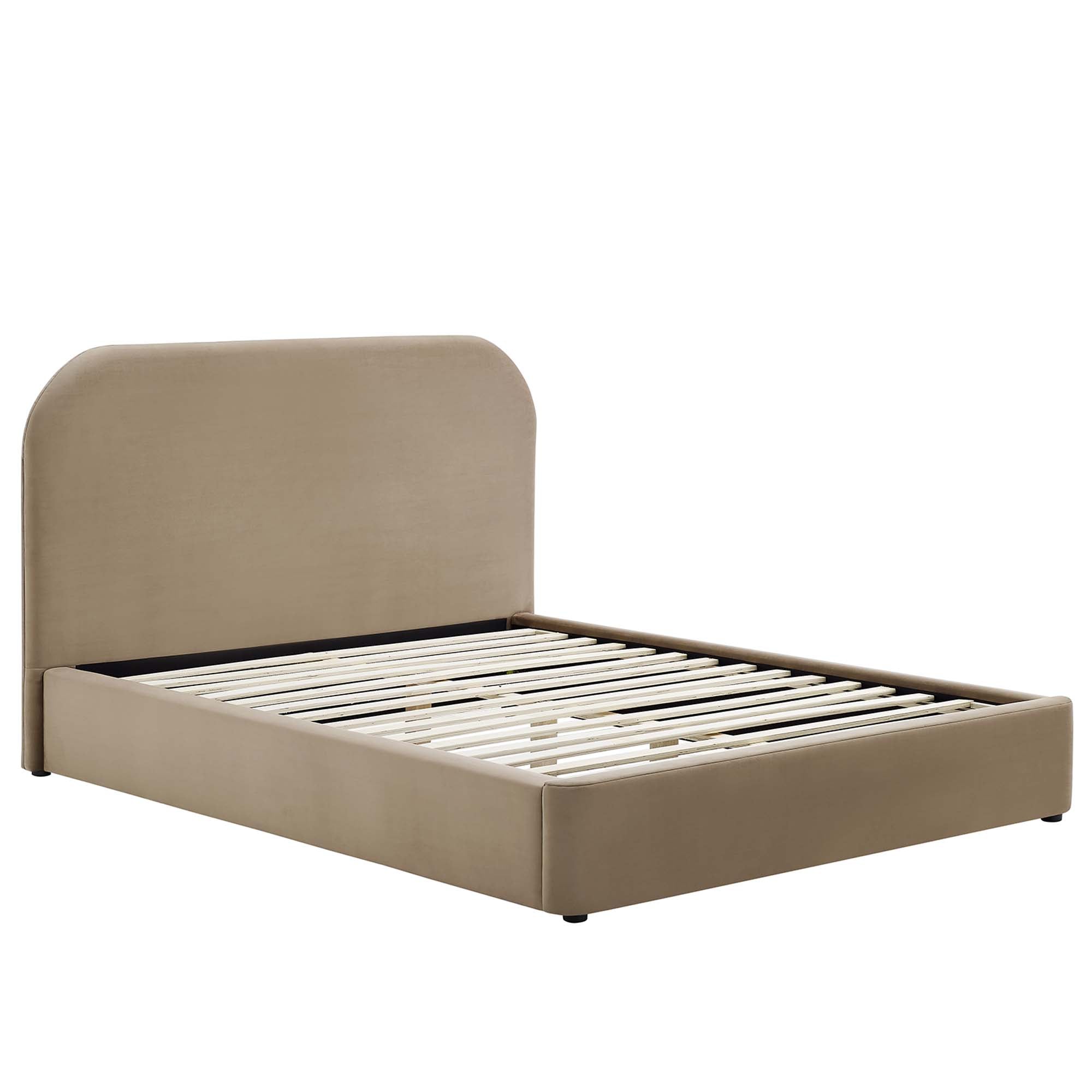 Keynote Taupe Performance Velvet Curved King Platform Bed