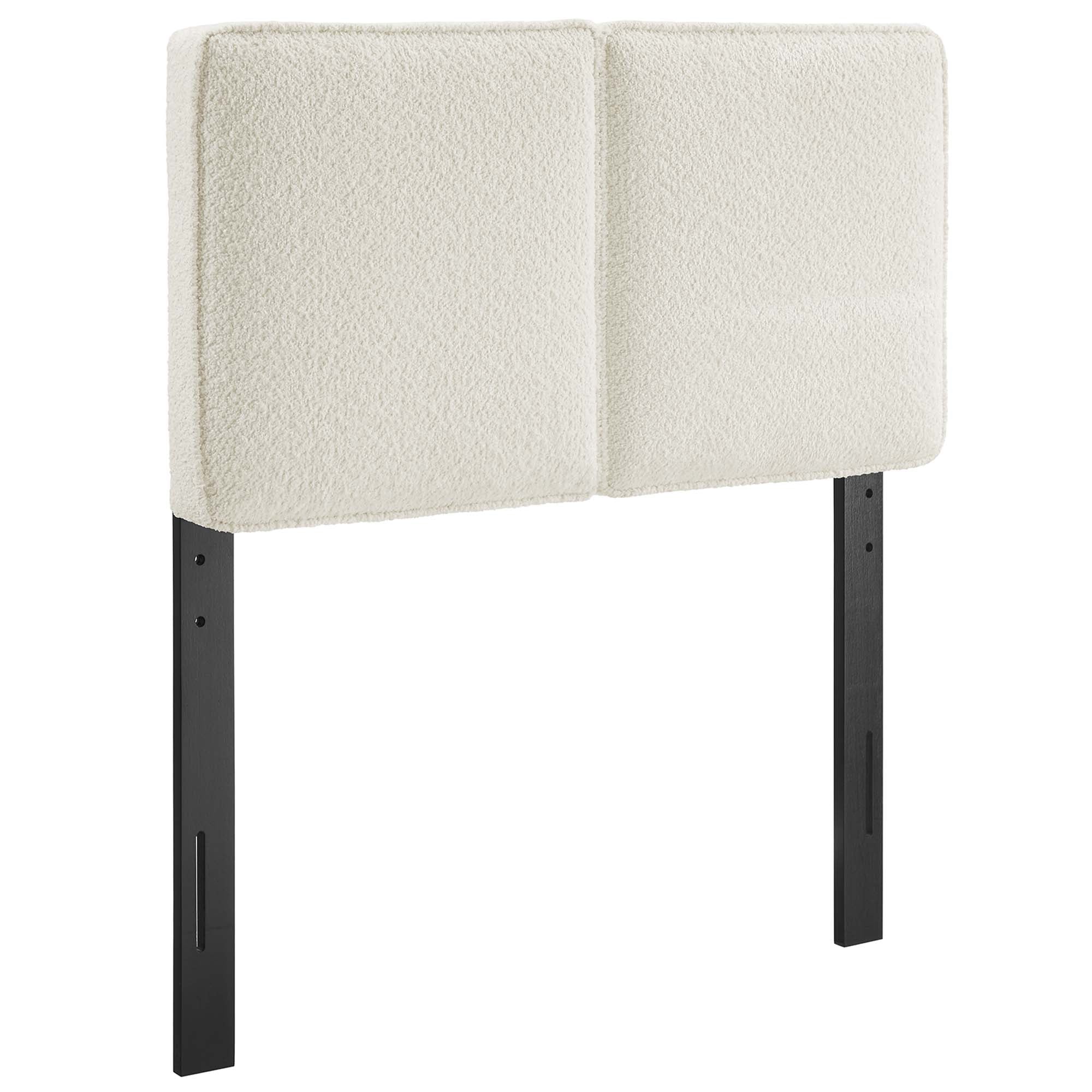 Lindee Boucle Fabric Twin Headboard, Cream