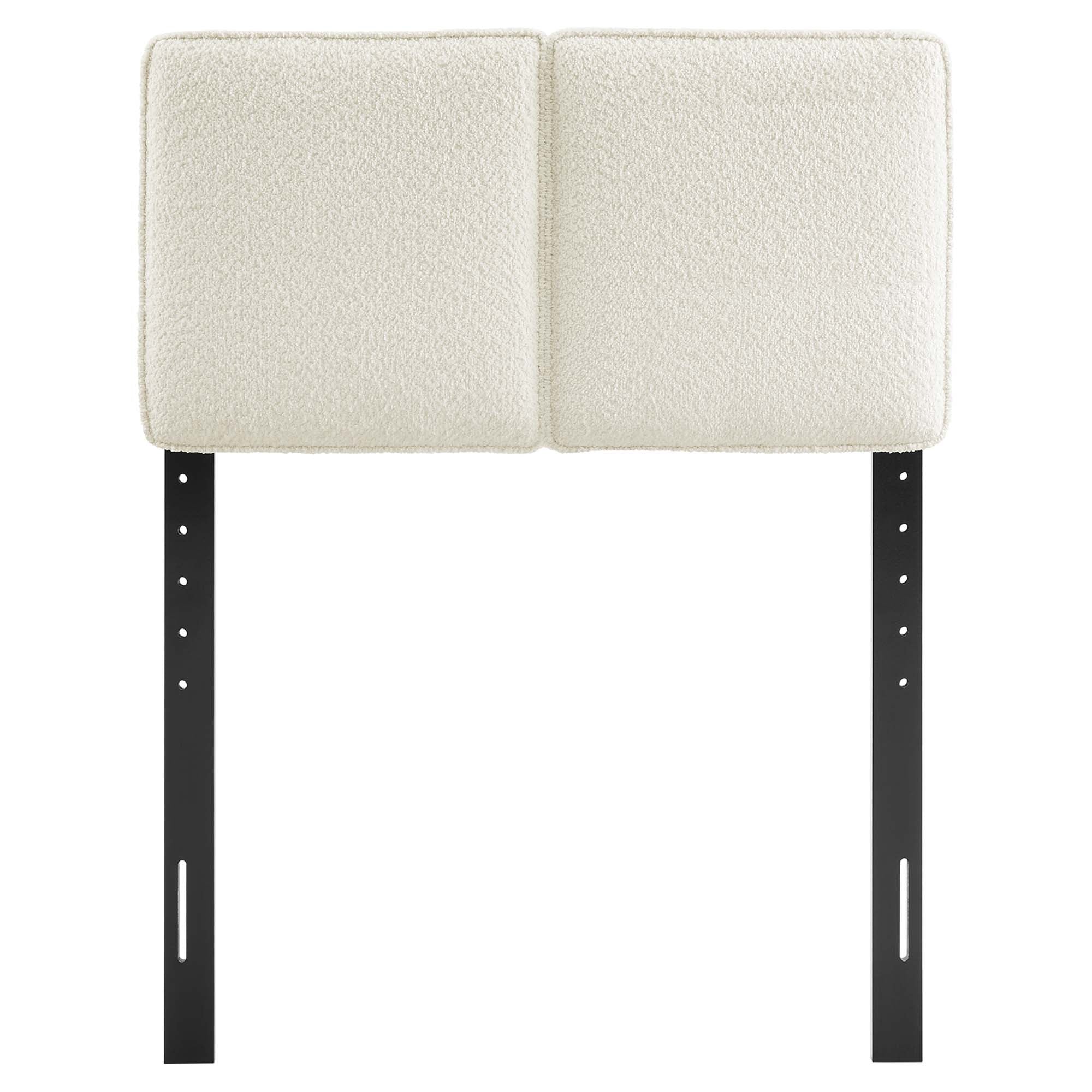 Lindee Boucle Fabric Twin Headboard, Cream