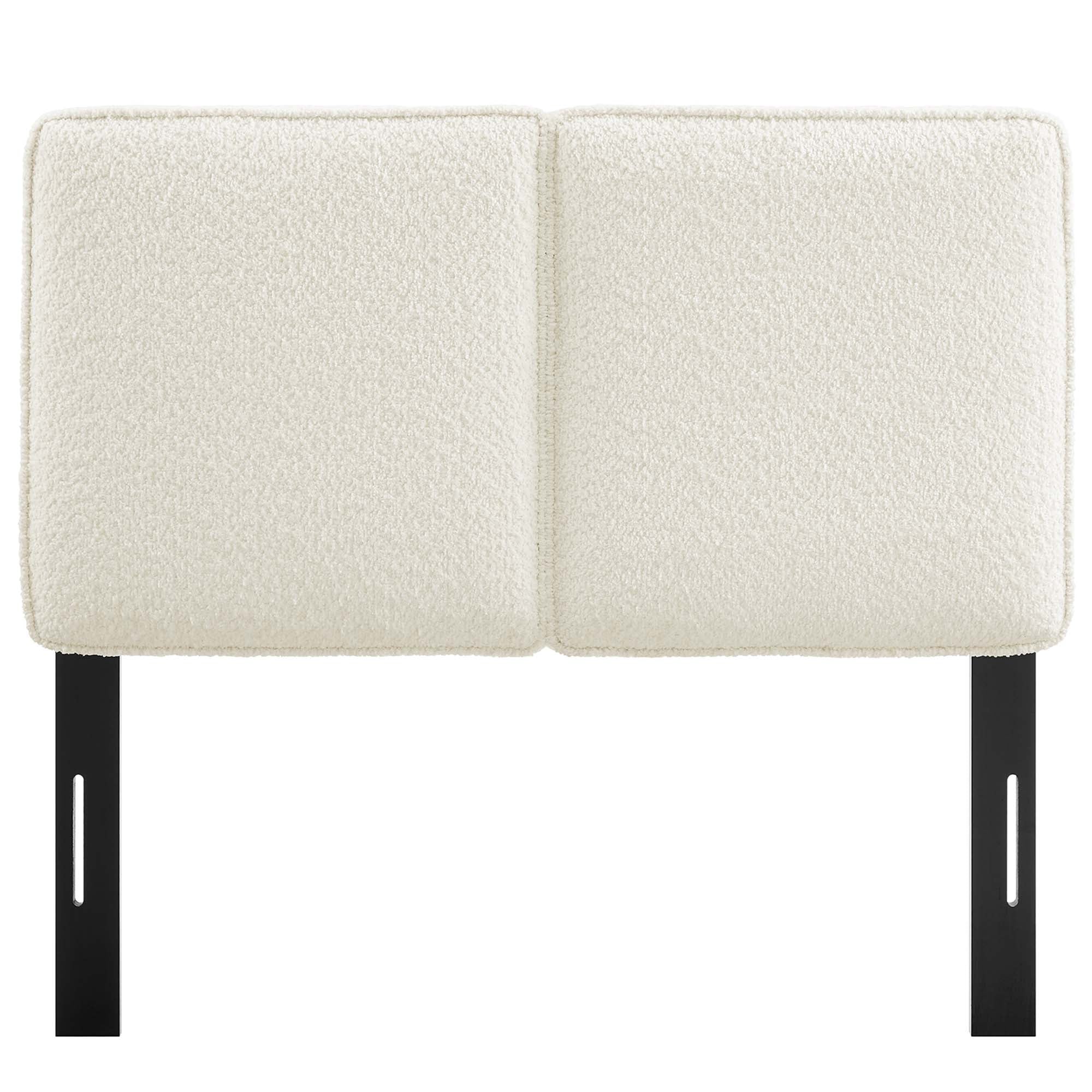Lindee Boucle Fabric Twin Headboard, Cream