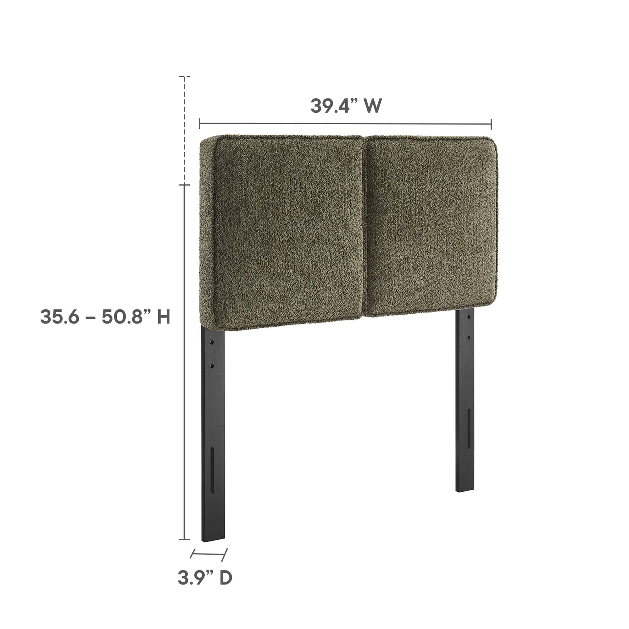 Lindee Boucle Fabric Twin Headboard, Sage