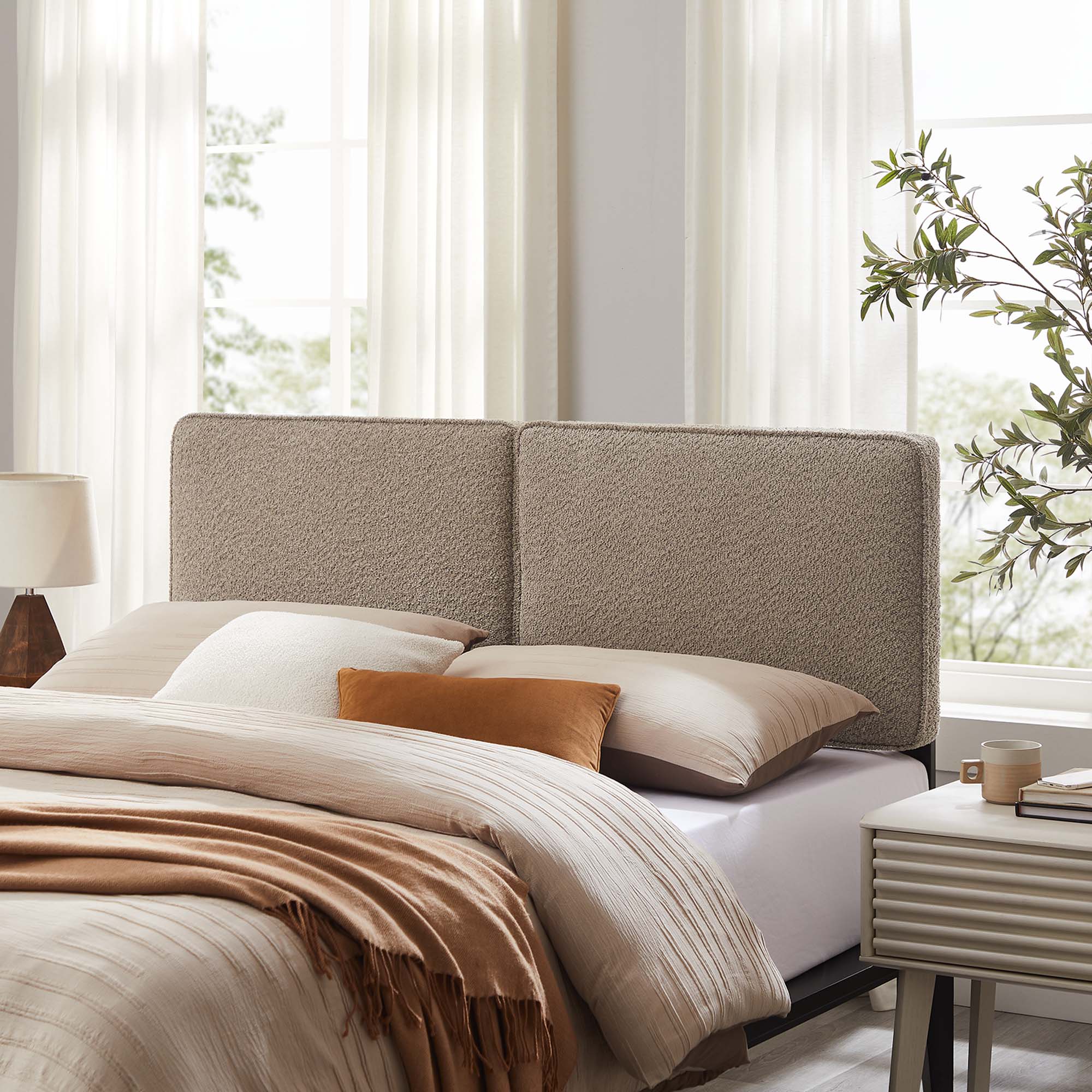 Lindee Boucle Fabric Full Headboard, Oatmeal