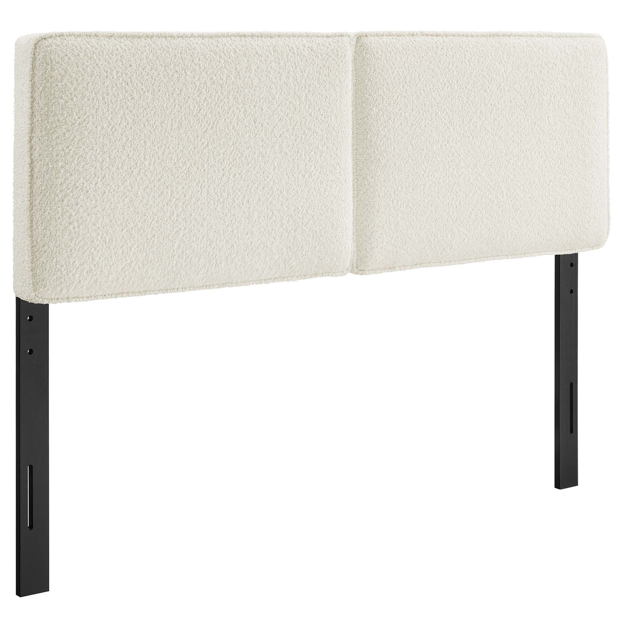 Lindee Boucle Fabric Queen Headboard, Cream