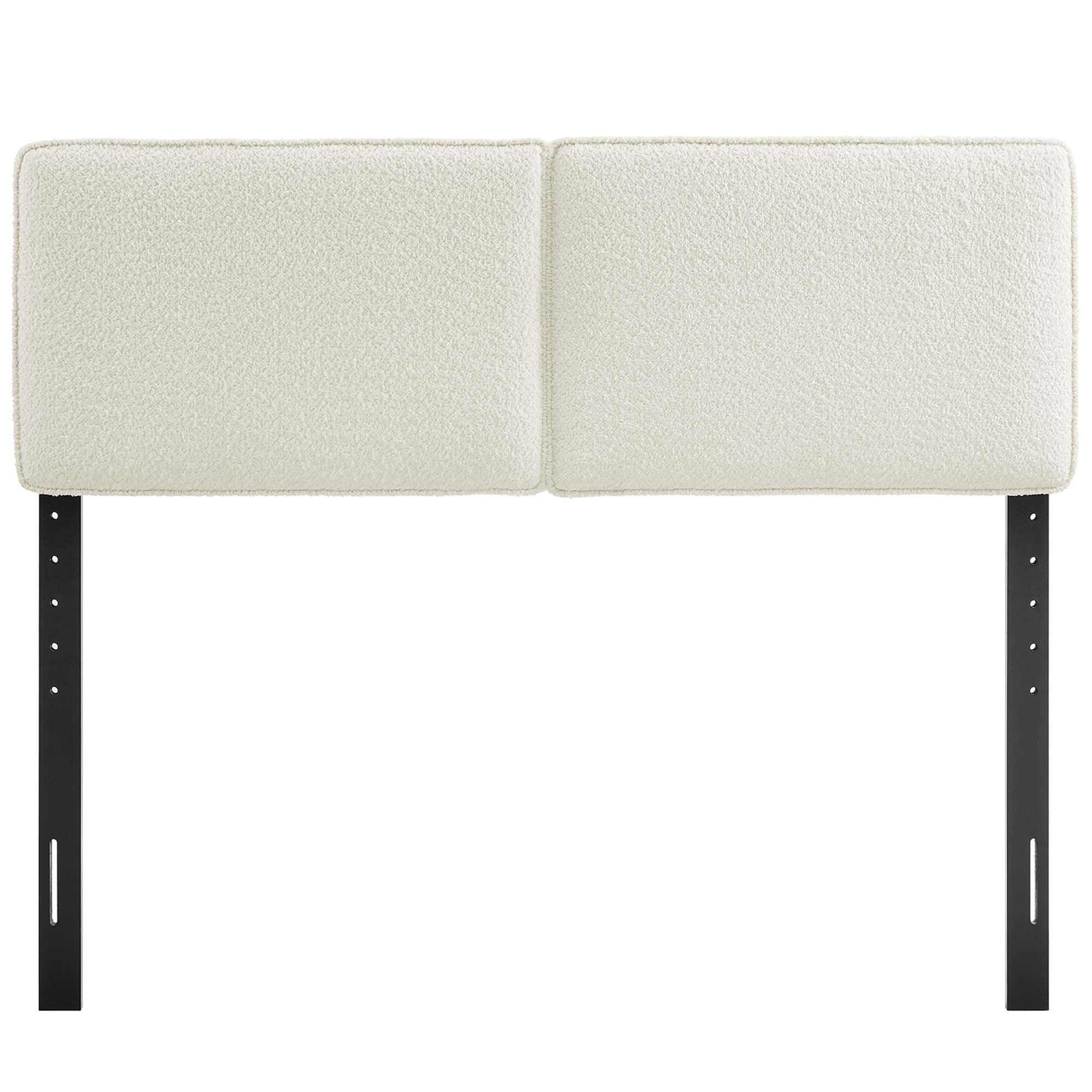 Lindee Boucle Fabric Queen Headboard, Cream