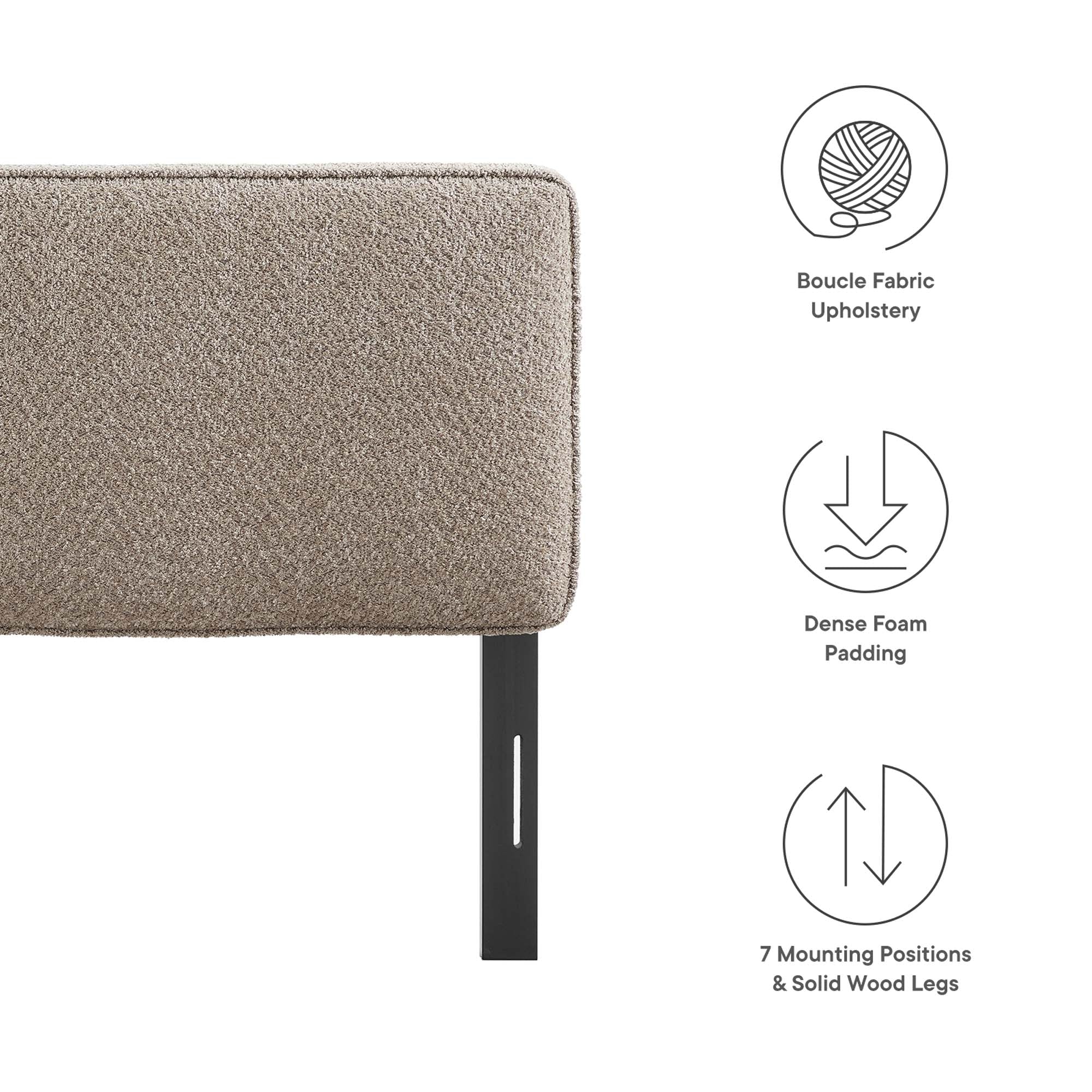 Lindee Boucle Fabric Queen Headboard, Oatmeal