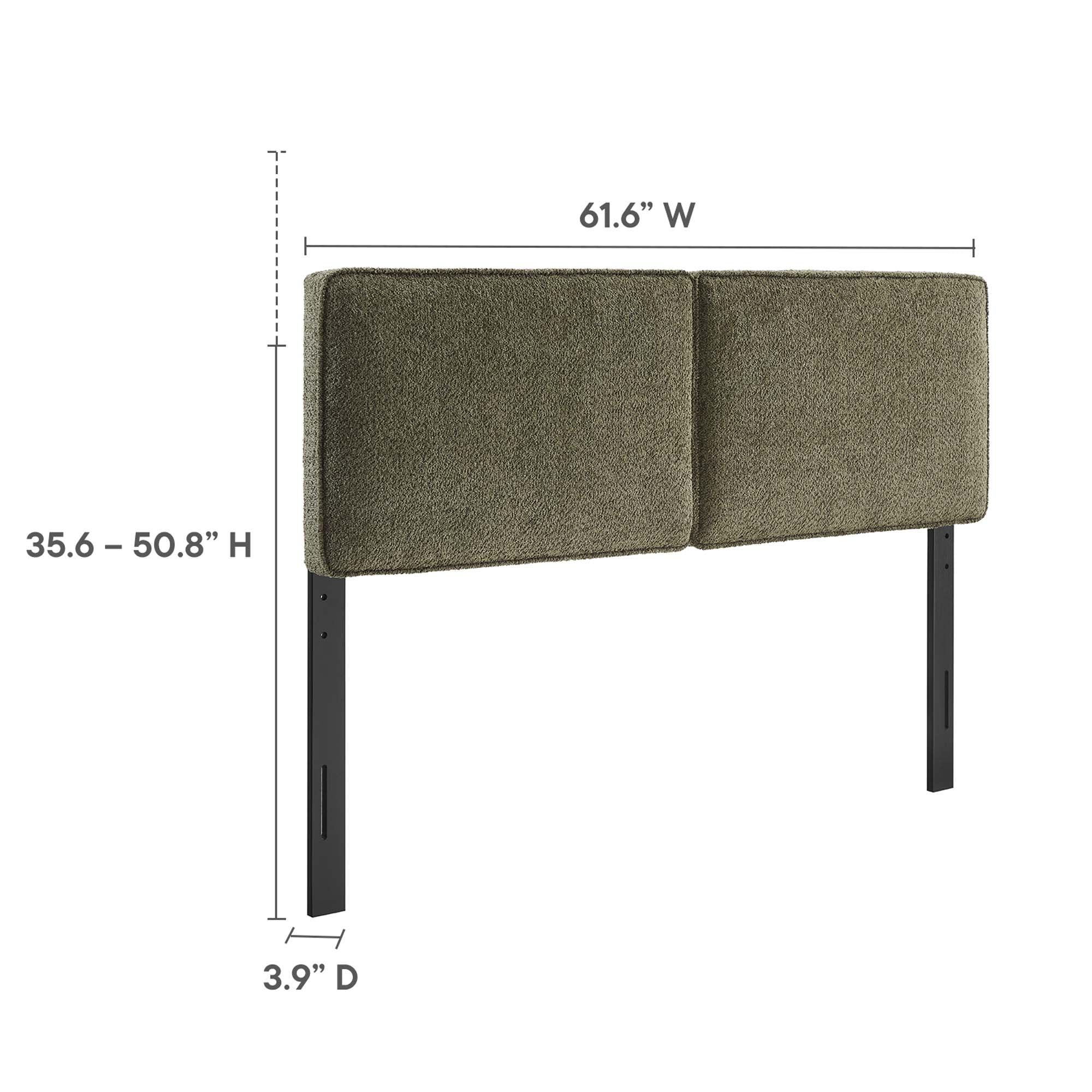 Lindee Boucle Fabric Queen Headboard, Sage