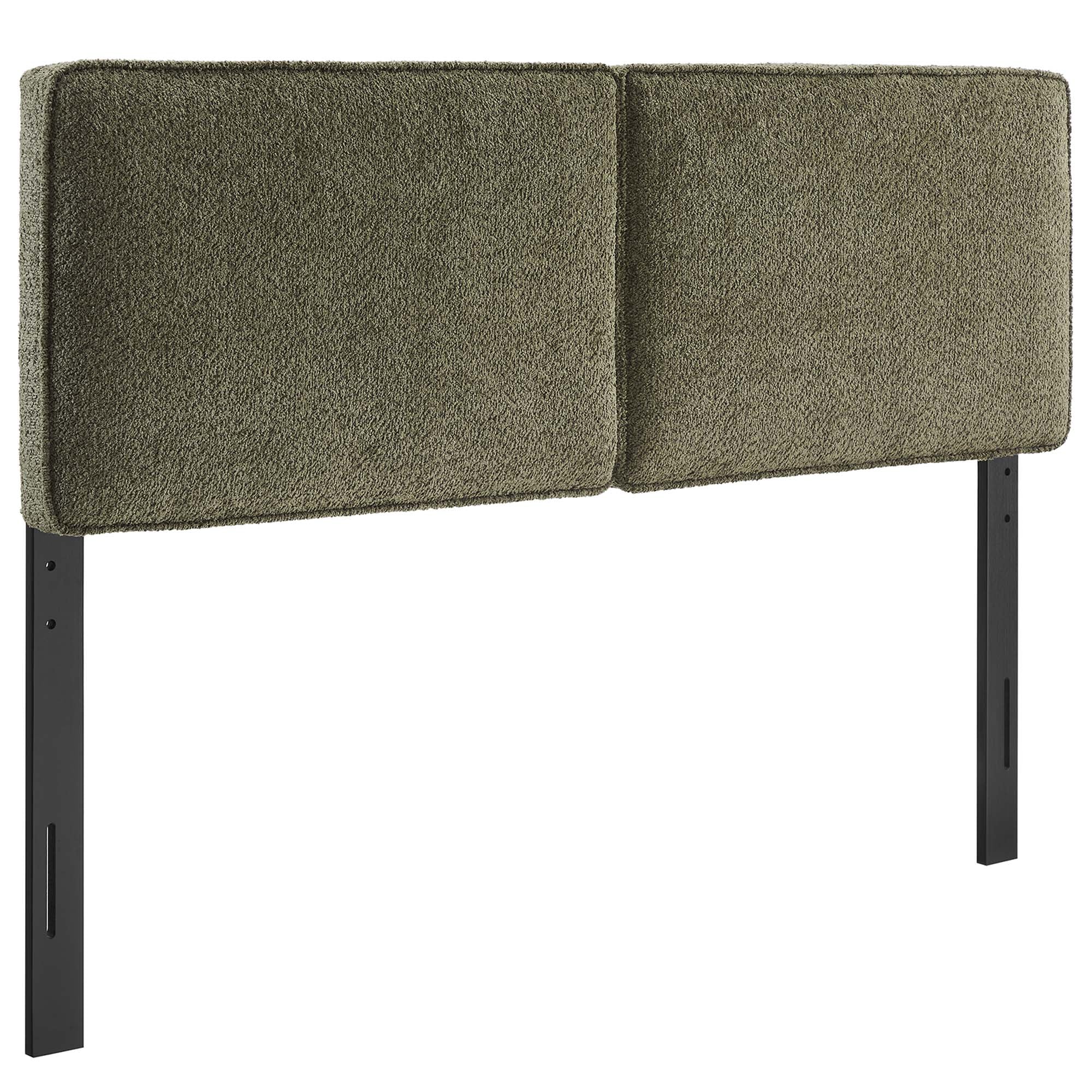 Lindee Boucle Fabric King Headboard, Sage