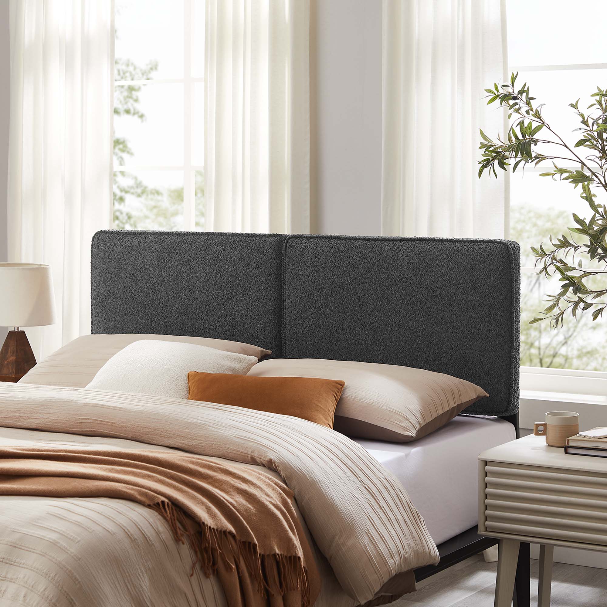 Lindee Boucle Fabric King Headboard, Slate