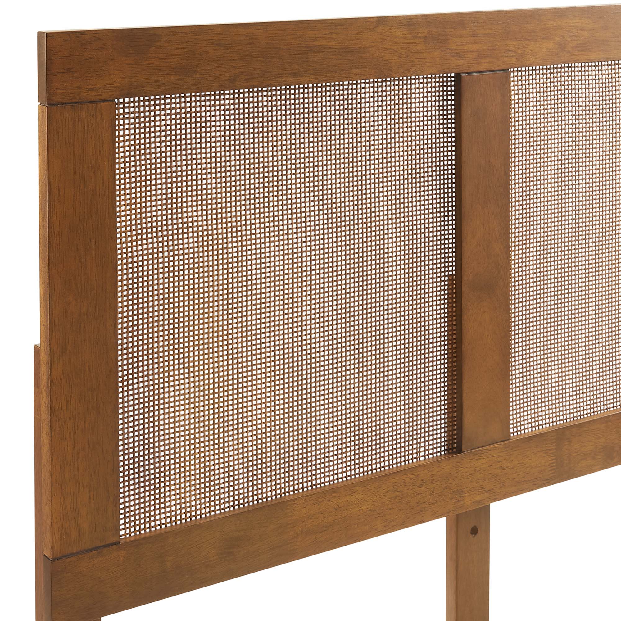 Sirocco Walnut Rattan and Wood Queen Platform Bed