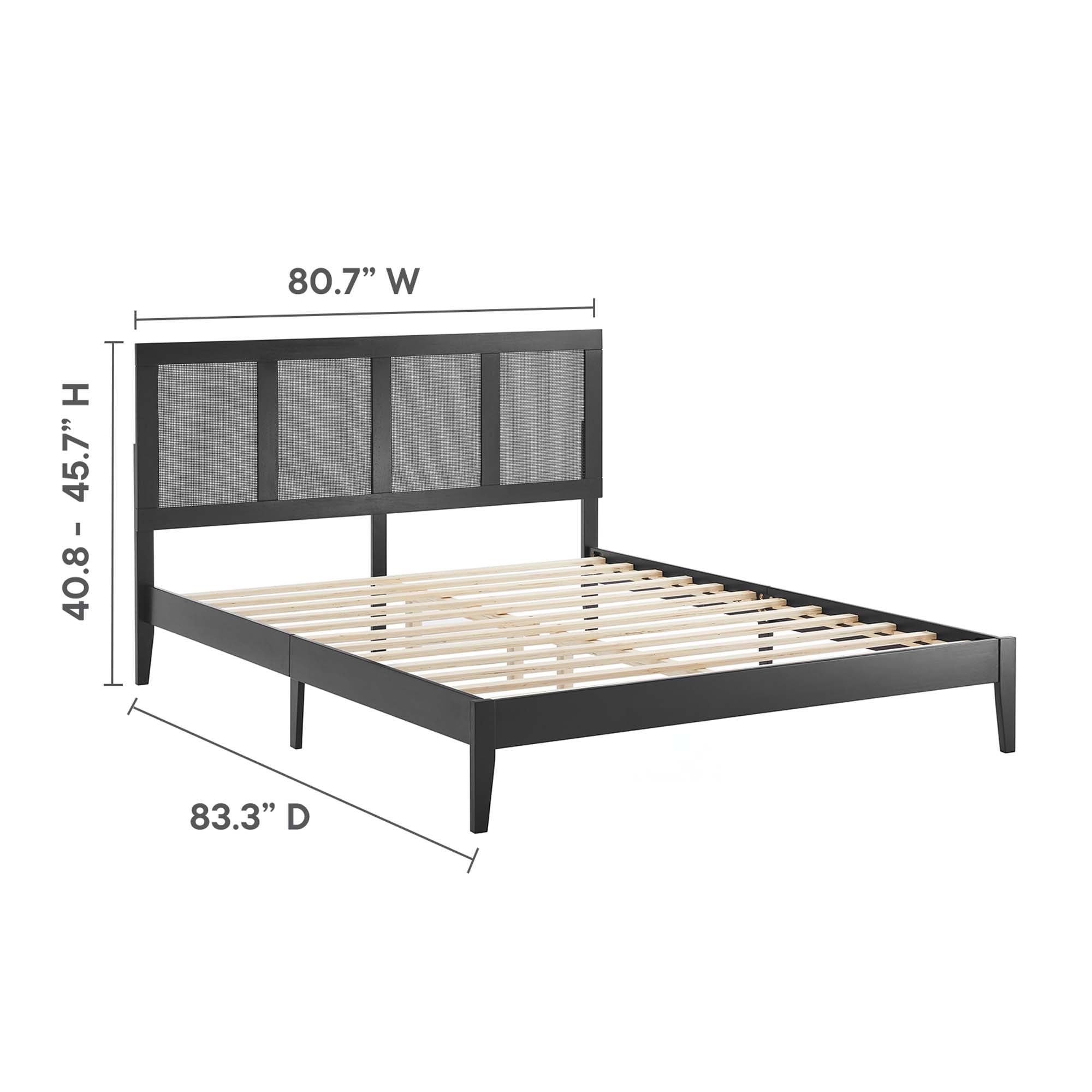 Sirocco Black Rattan and Wood King Platform Bed