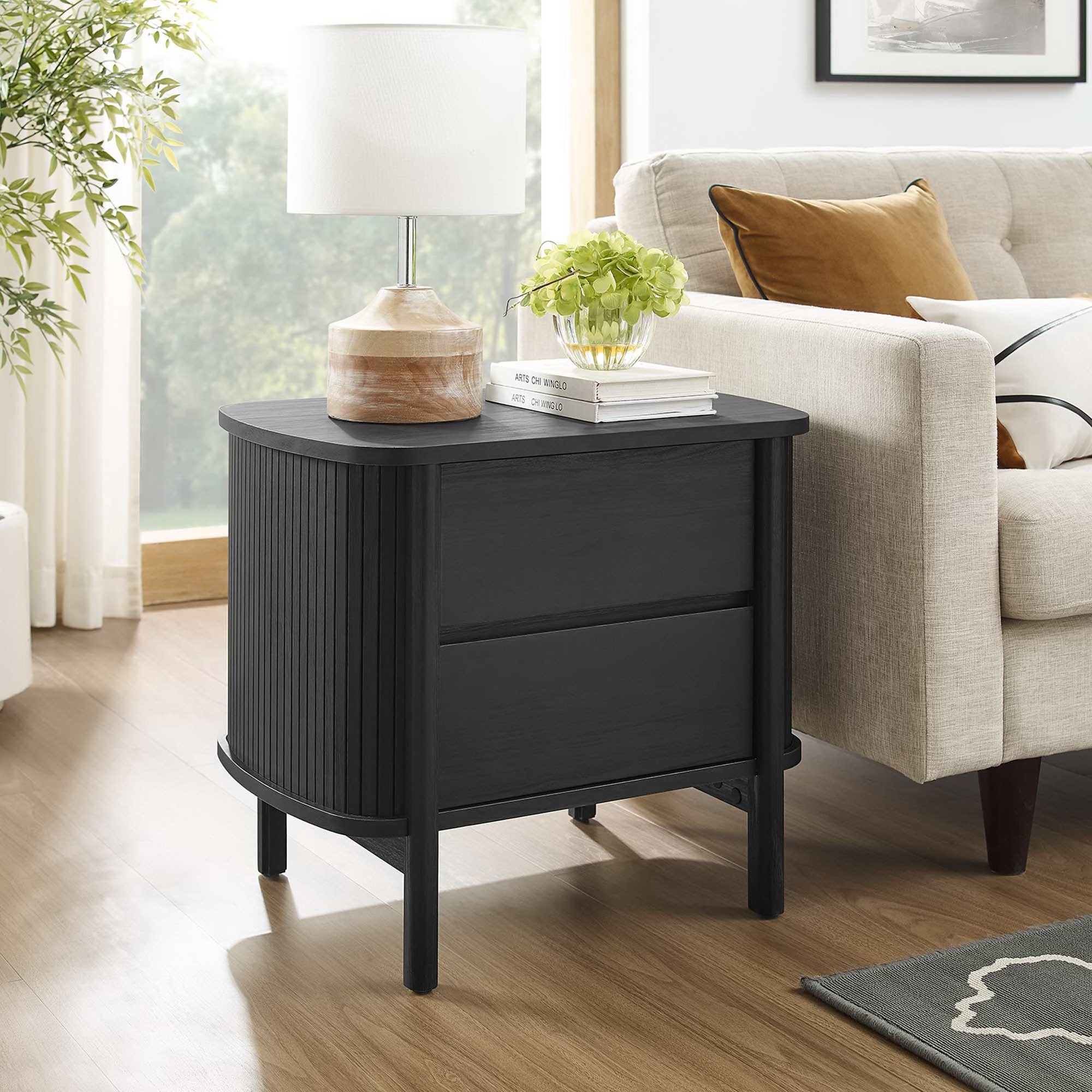 Cadence 2-Drawer Nightstand, Black