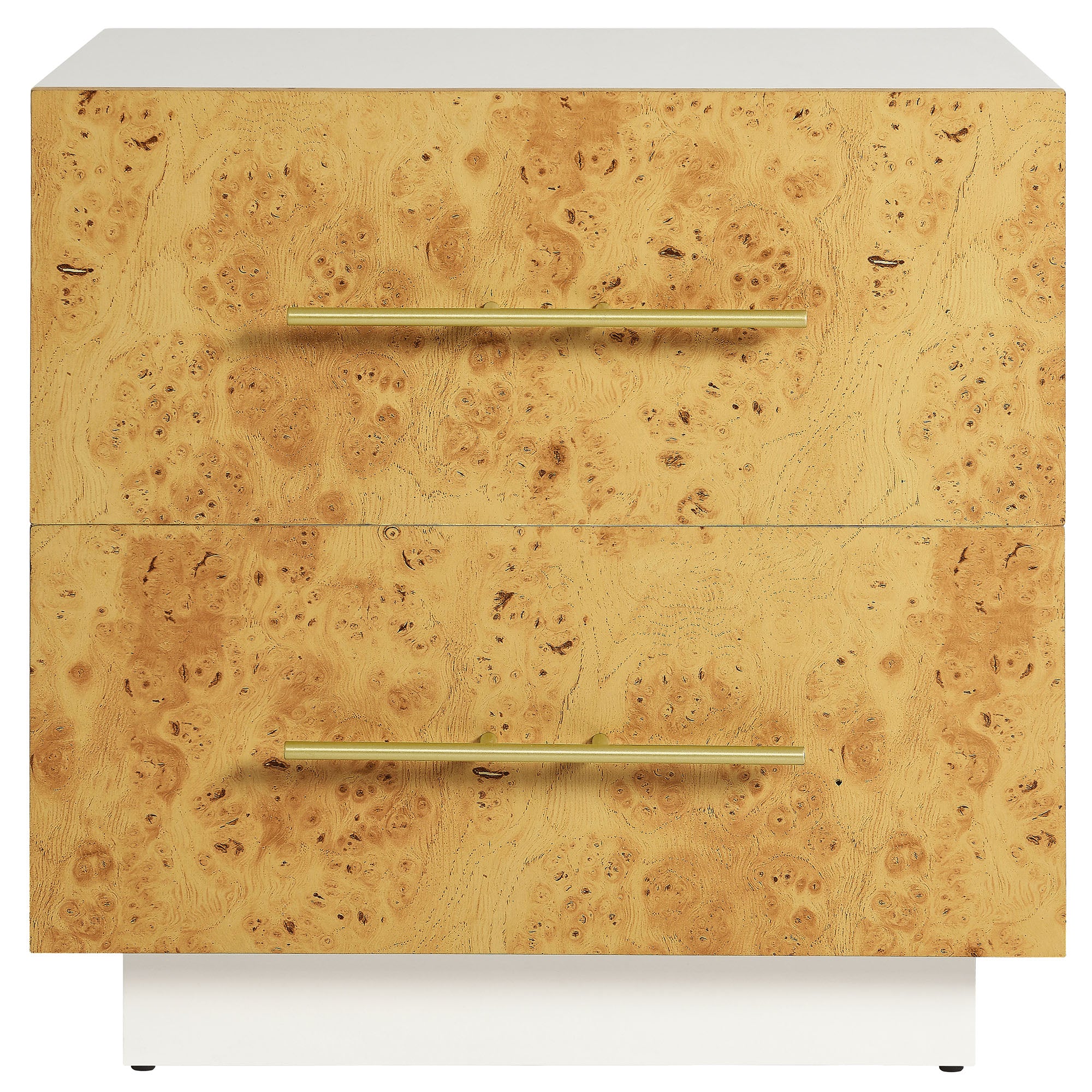 Abel 2-Drawer Burl Wood Nightstand, White Bleached Burl