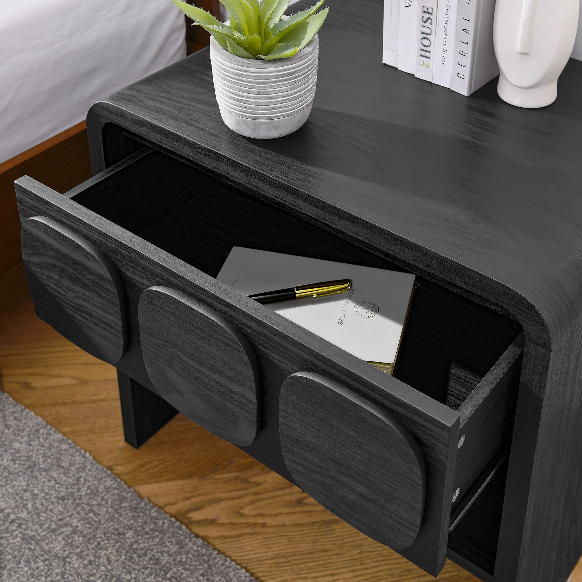Toscana 1-Drawer Nightstand, Black