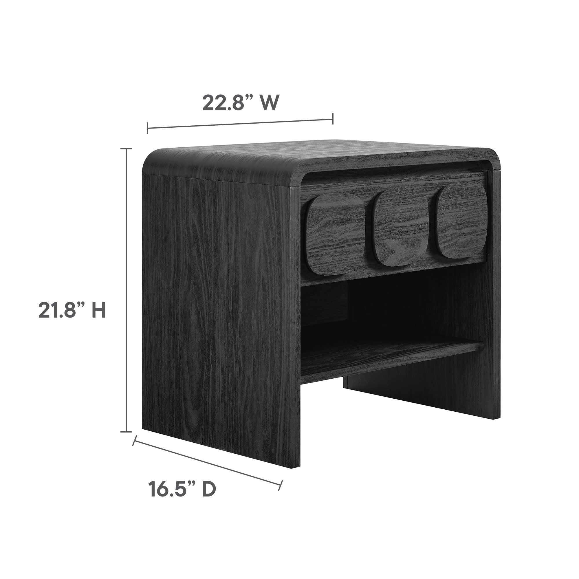 Toscana 1-Drawer Nightstand, Black