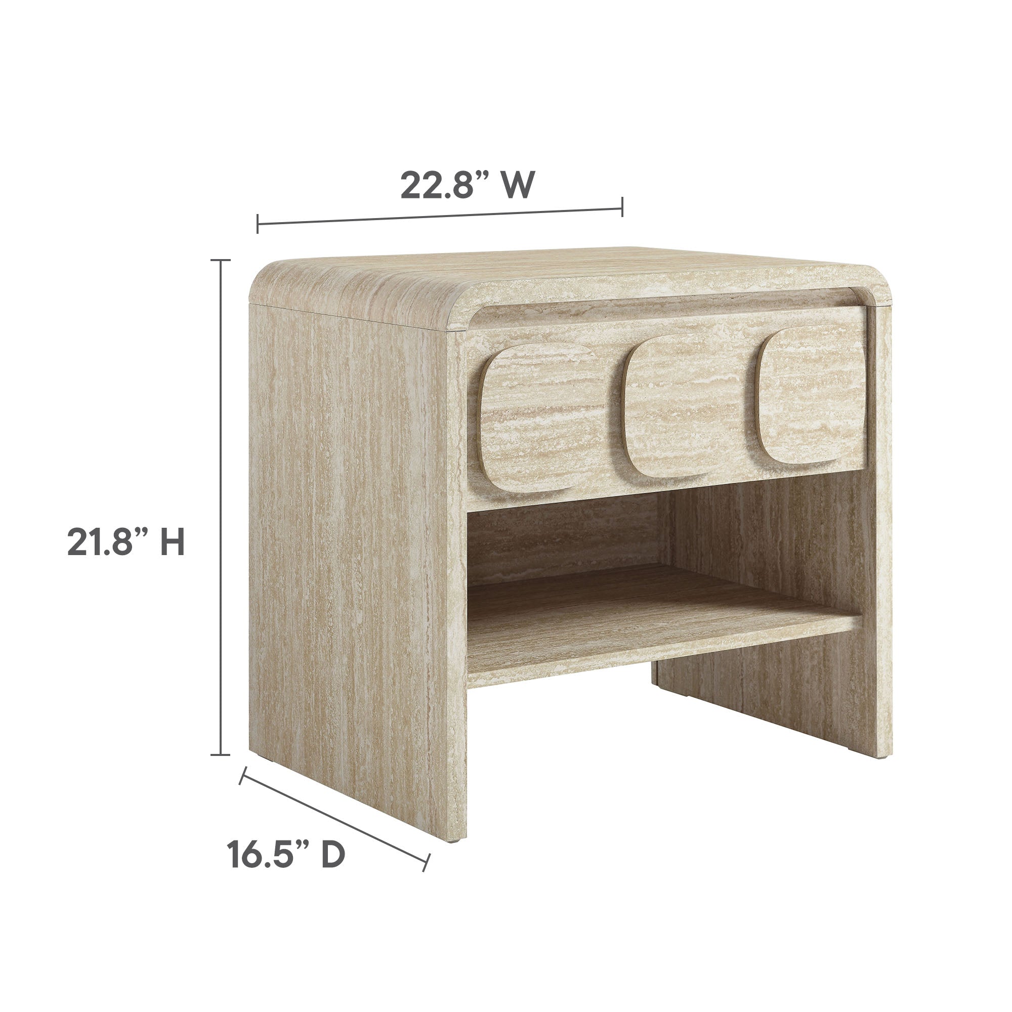 Toscana 1-Drawer Nightstand, Travertine