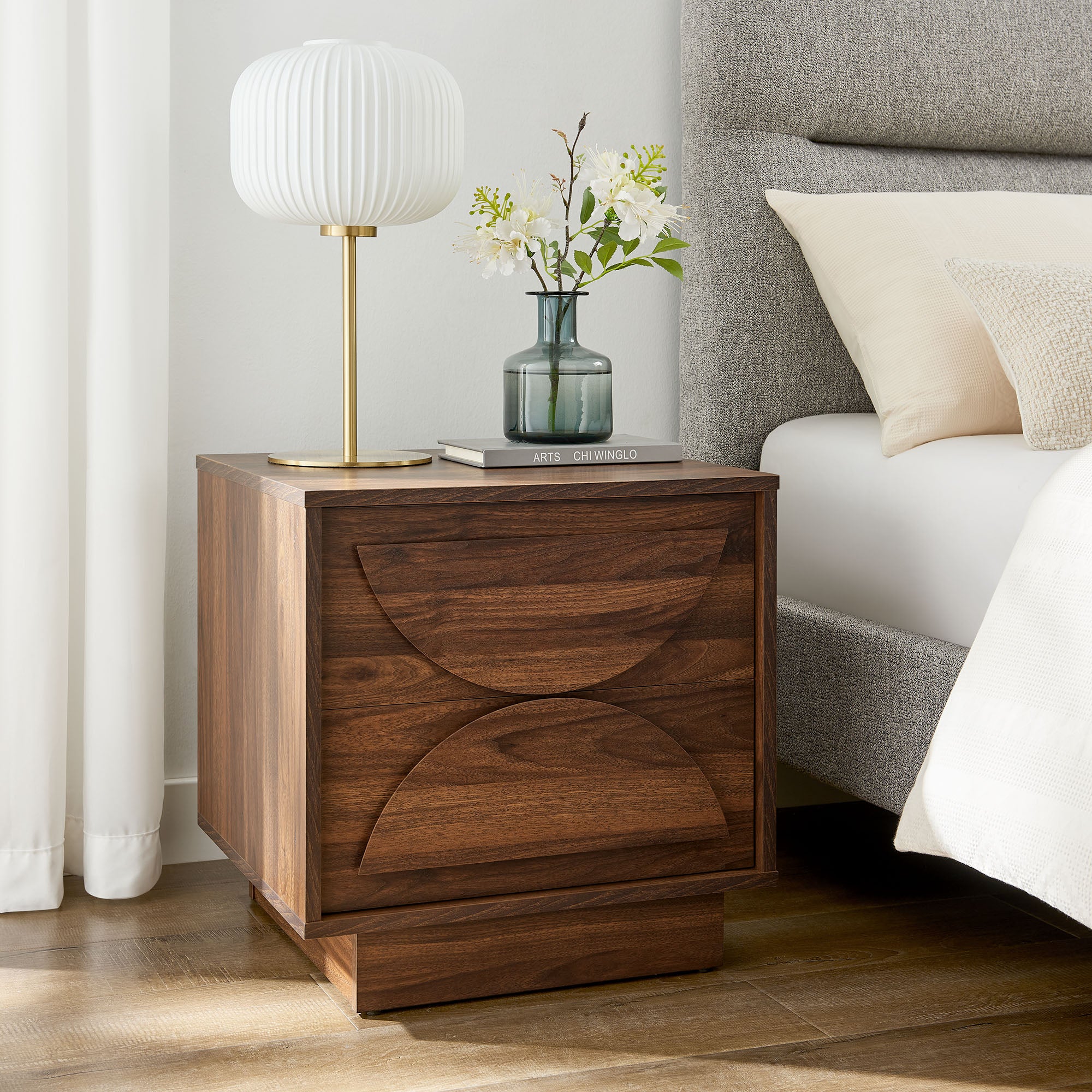 Bulwark 2-Drawer Nightstand, Walnut