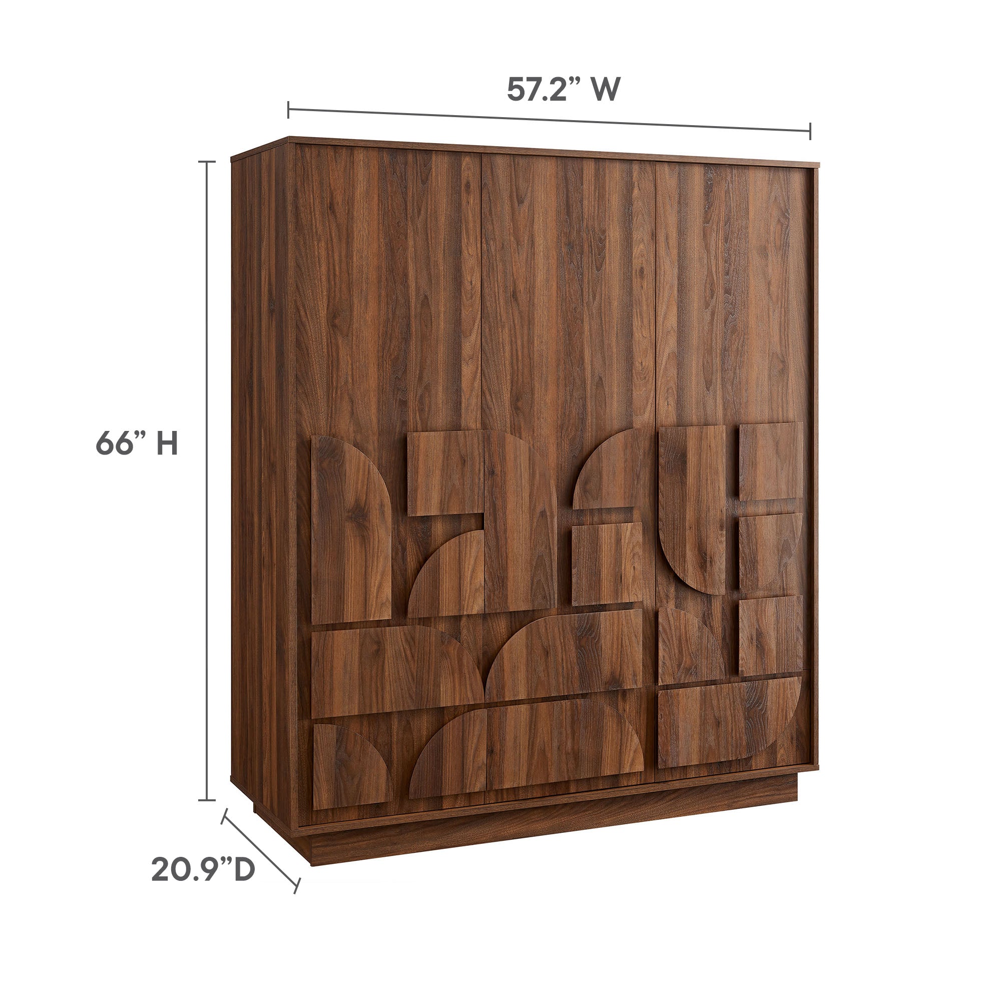 Bulwark 3-Door Wardrobe Closet, Walnut