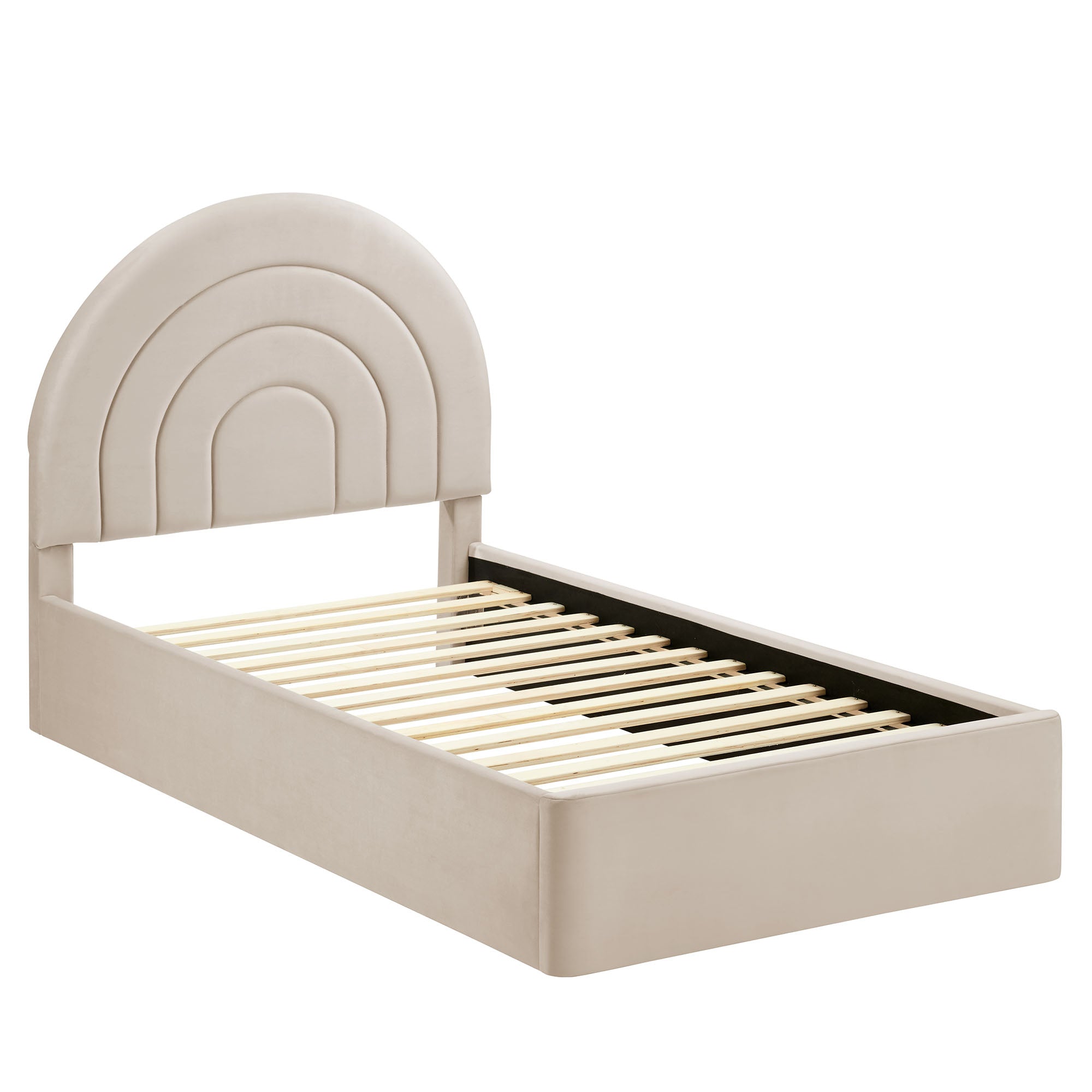 Solana Arched Performance Velvet Twin Platform Bed, Almond