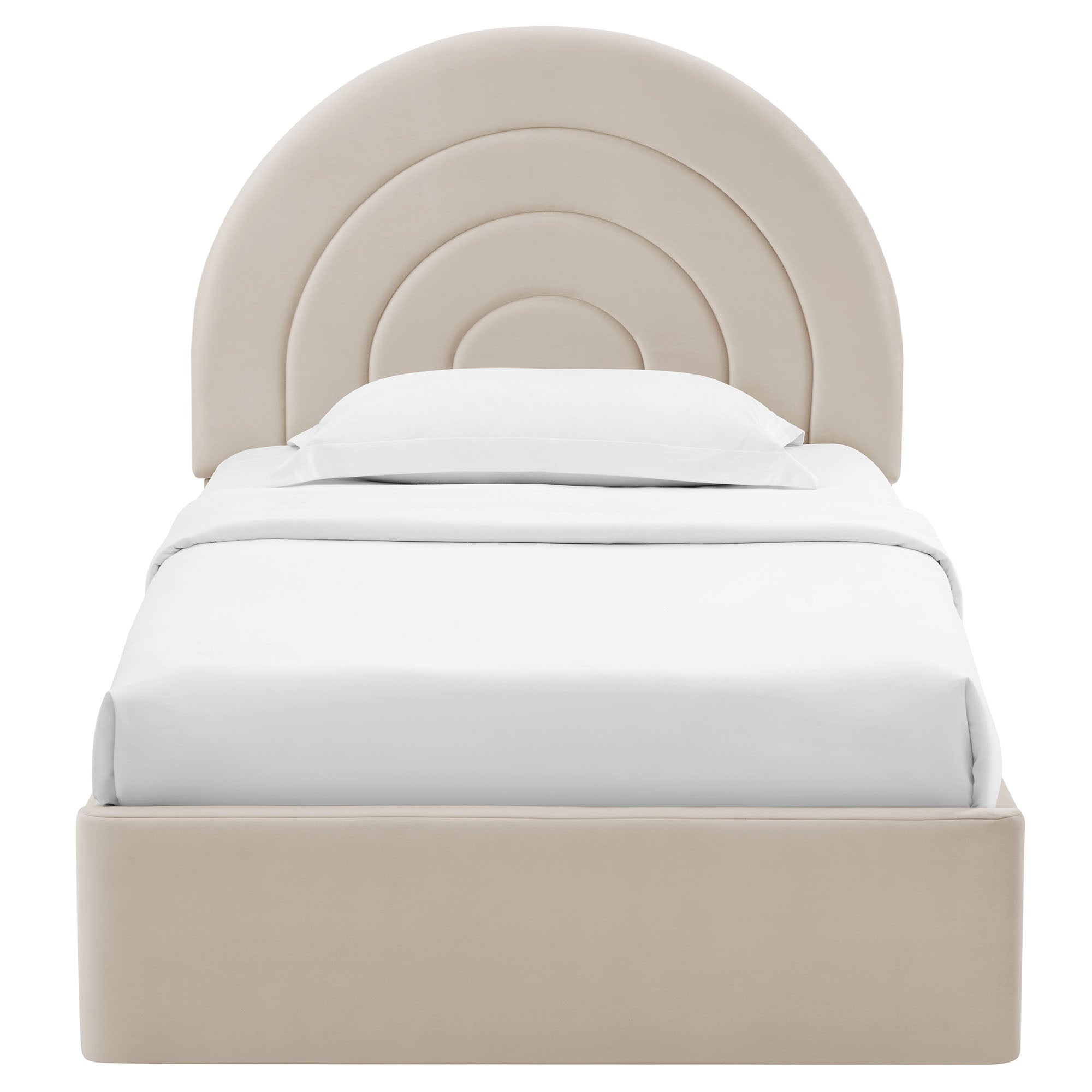 Solana Arched Performance Velvet Twin Platform Bed, Almond