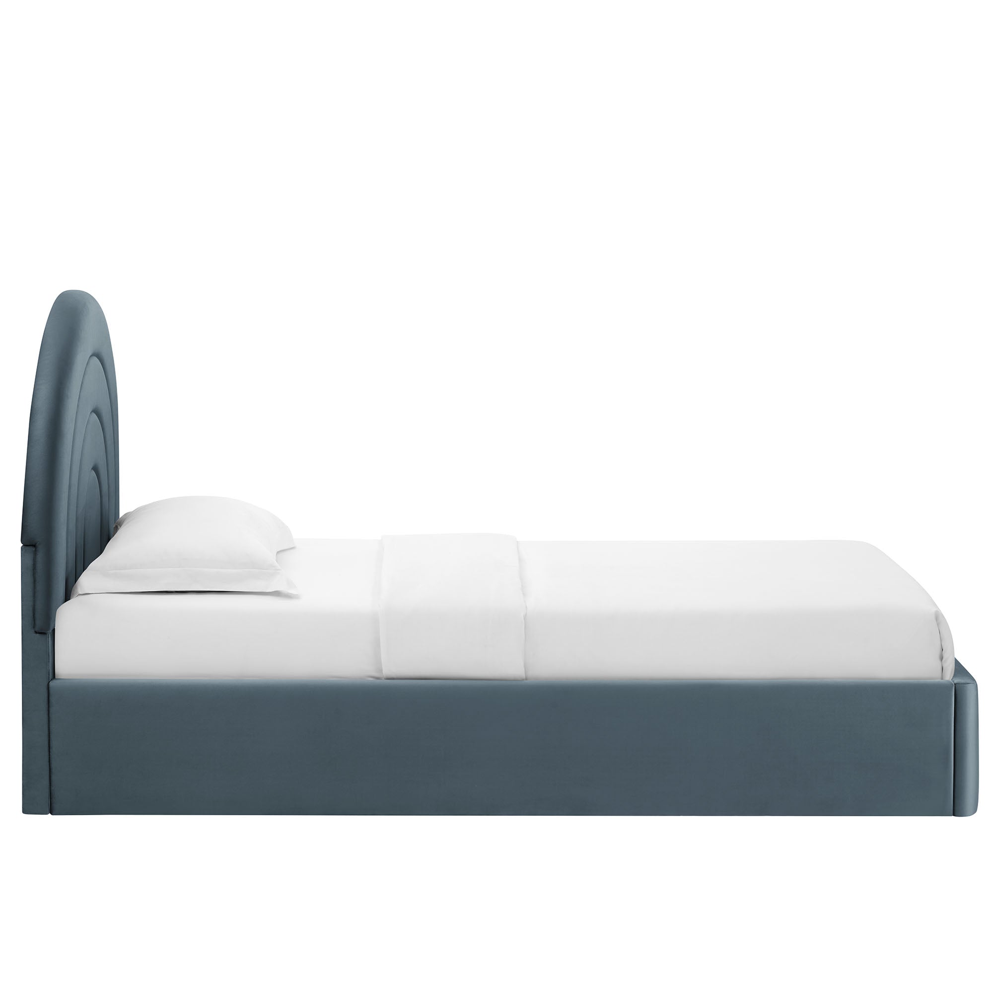 Solana Arched Performance Velvet Twin Platform Bed, Cadet Blue