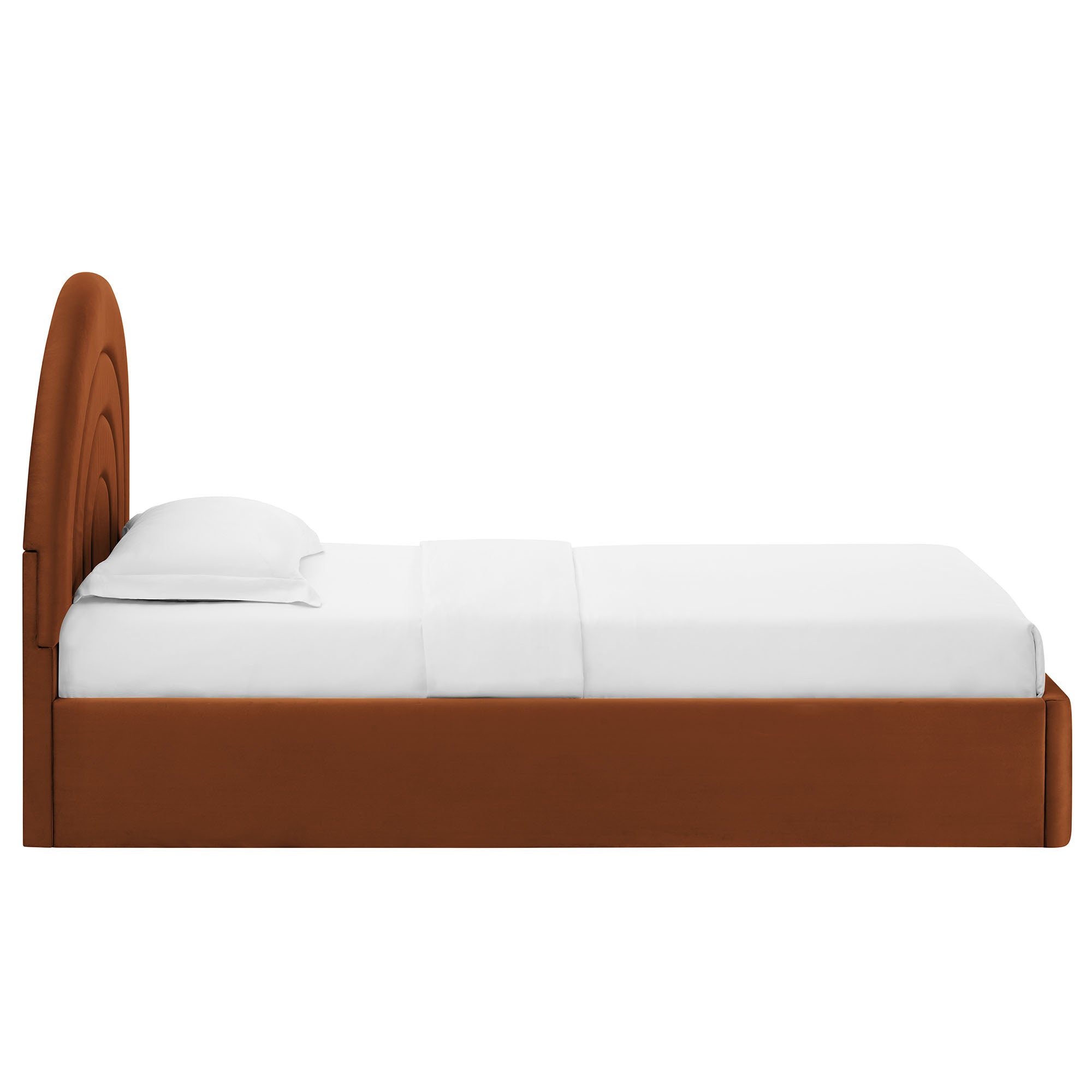 Solana Arched Performance Velvet Twin Platform Bed, Rust