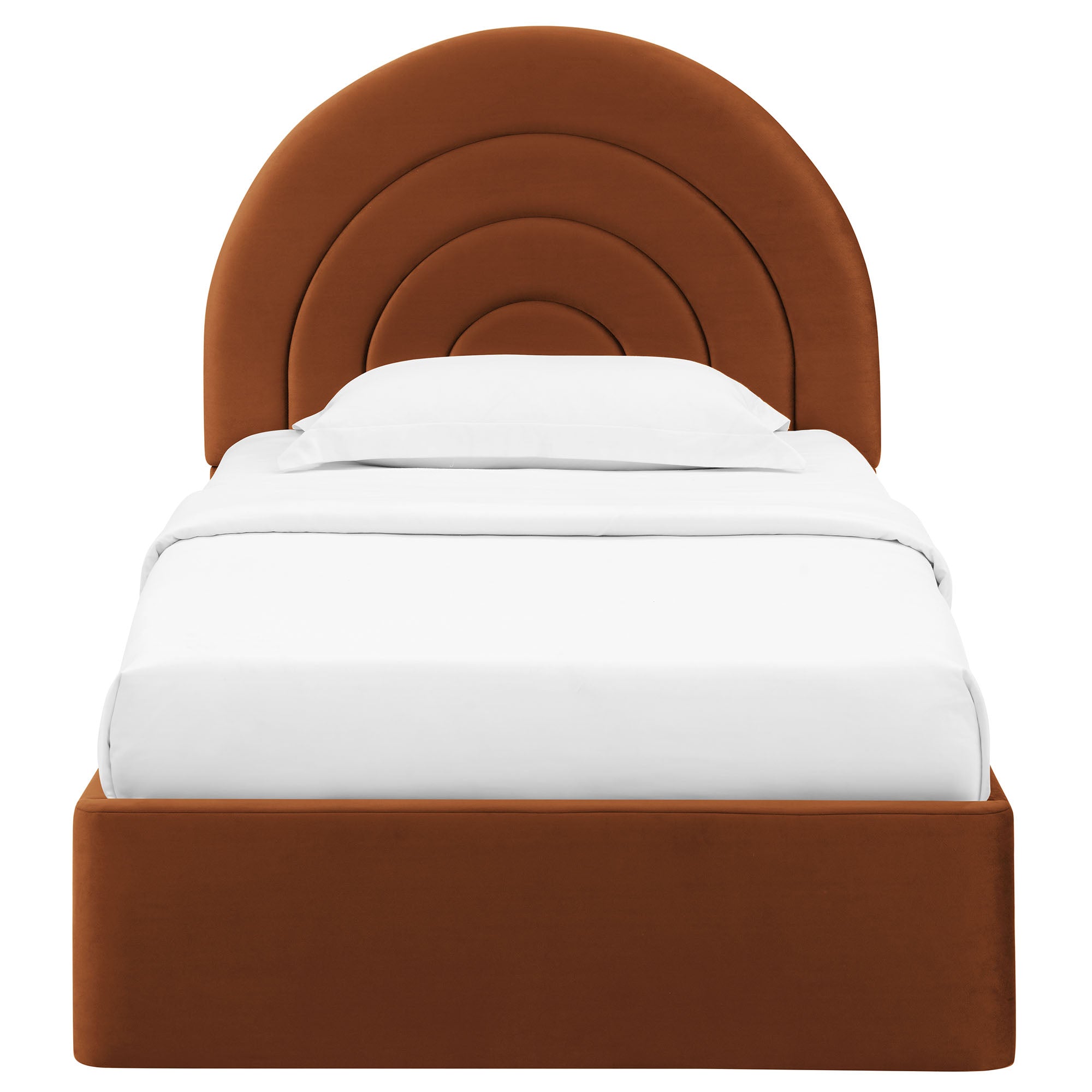 Solana Arched Performance Velvet Twin Platform Bed, Rust