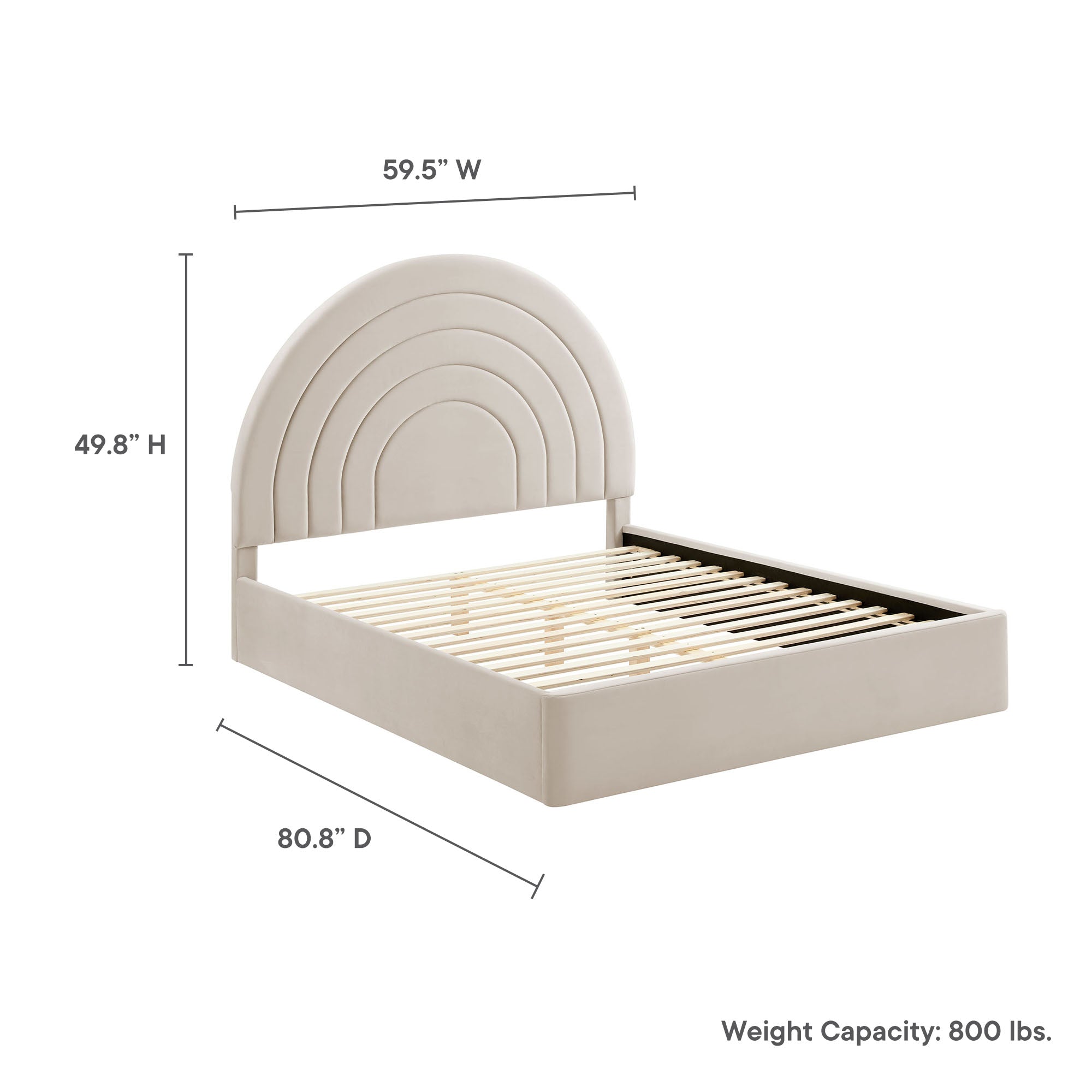 Solana Arched Performance Velvet Full Platform Bed, Almond