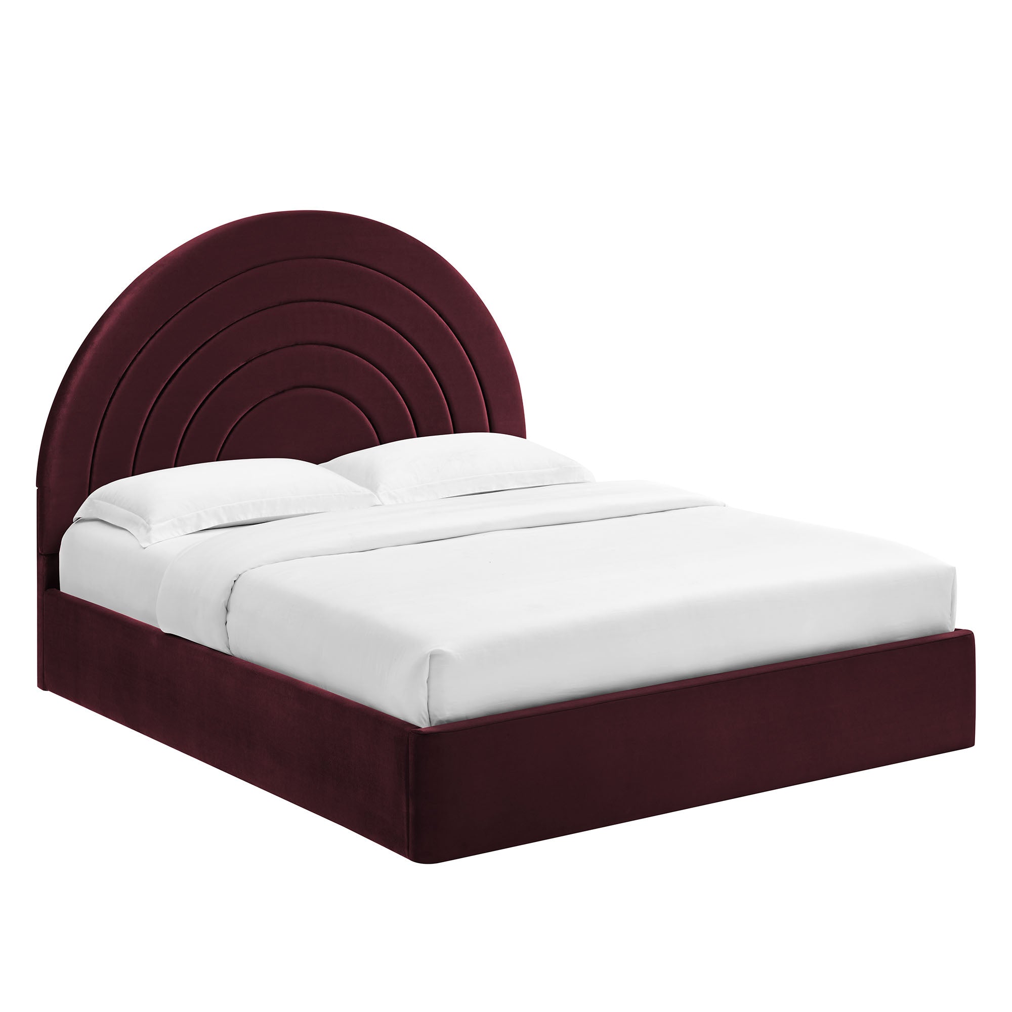 Solana Arched Performance Velvet Full Platform Bed, Mulberry