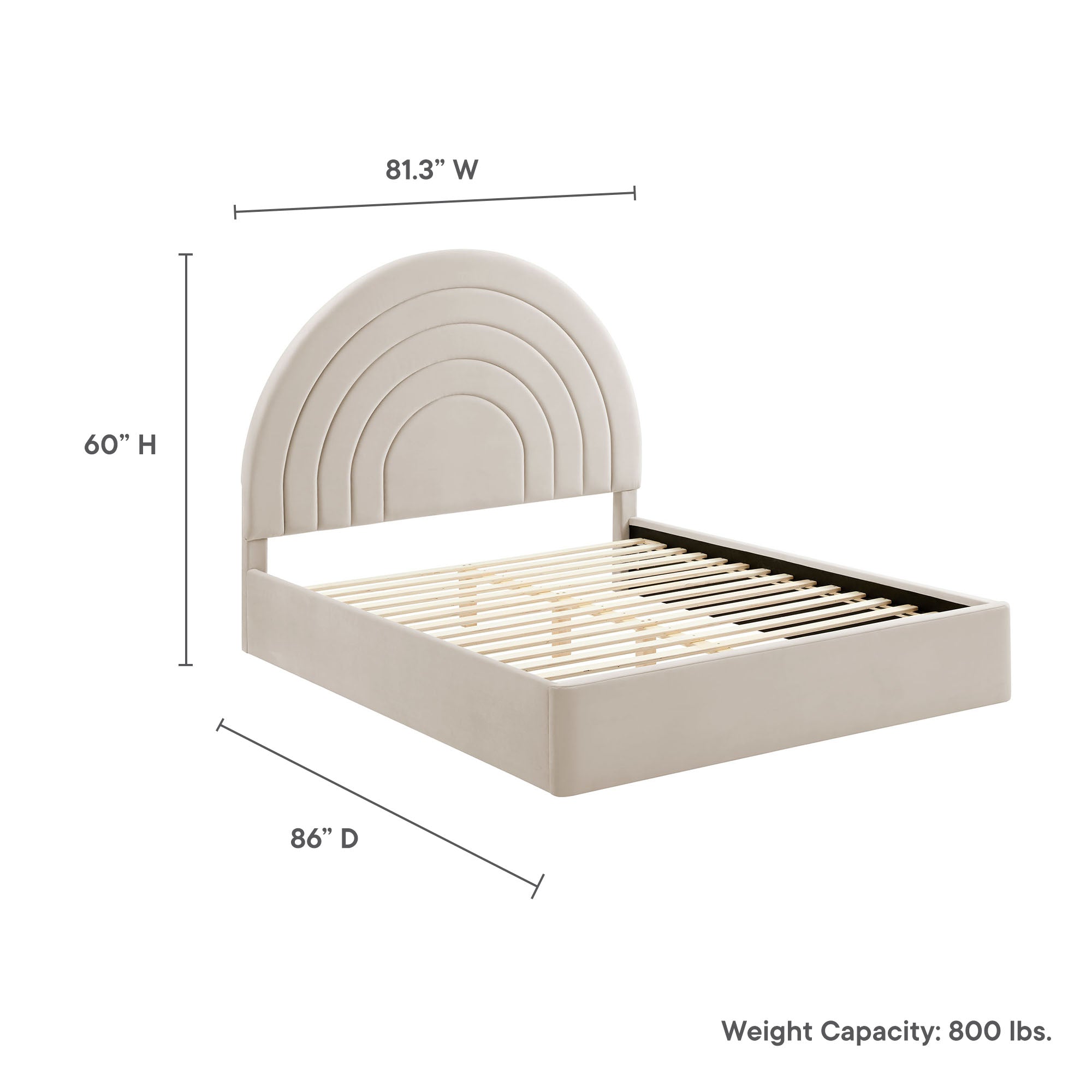 Solana Arched Performance Velvet King Platform Bed, Almond