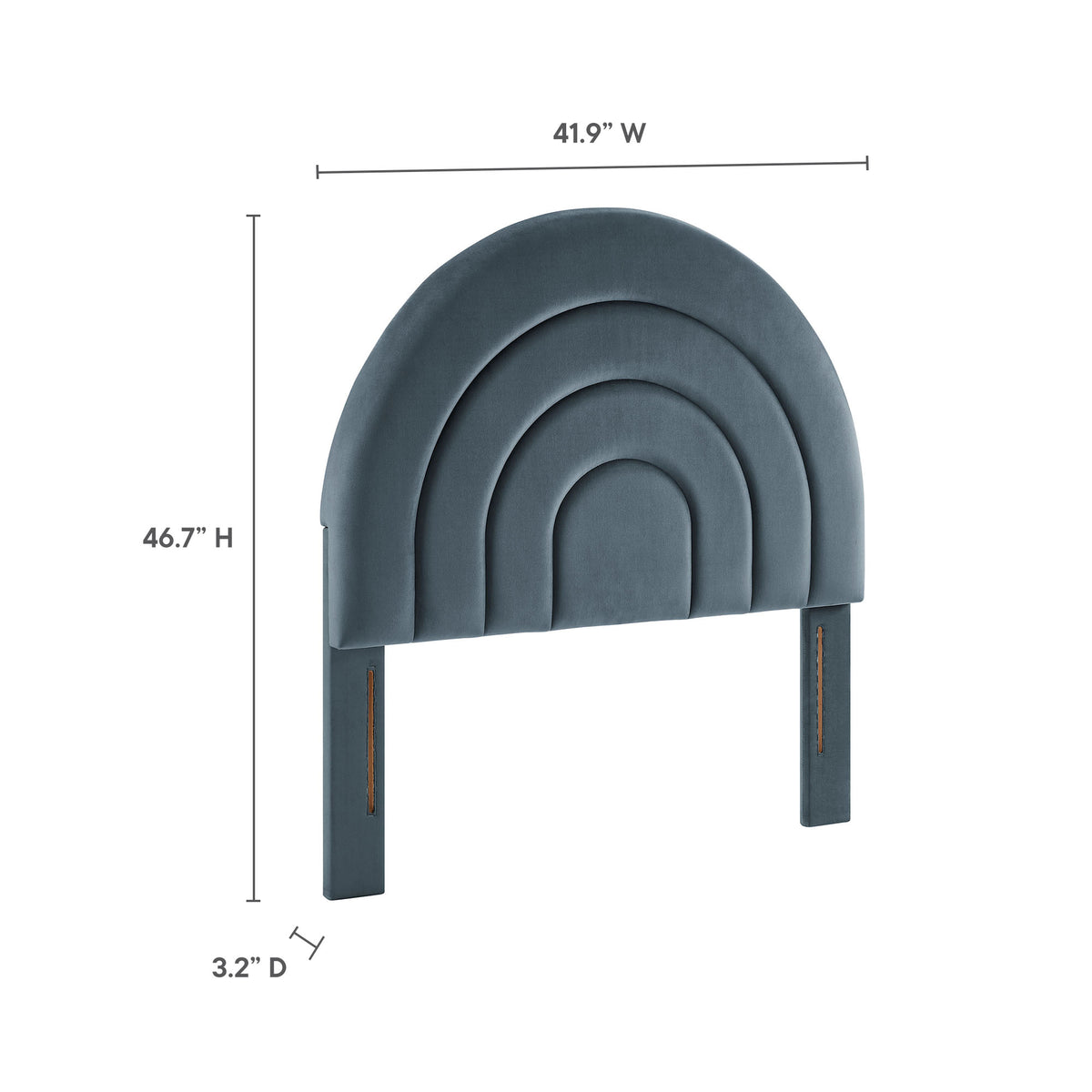Solana Arched Performance Velvet Twin Headboard, Cadet Blue