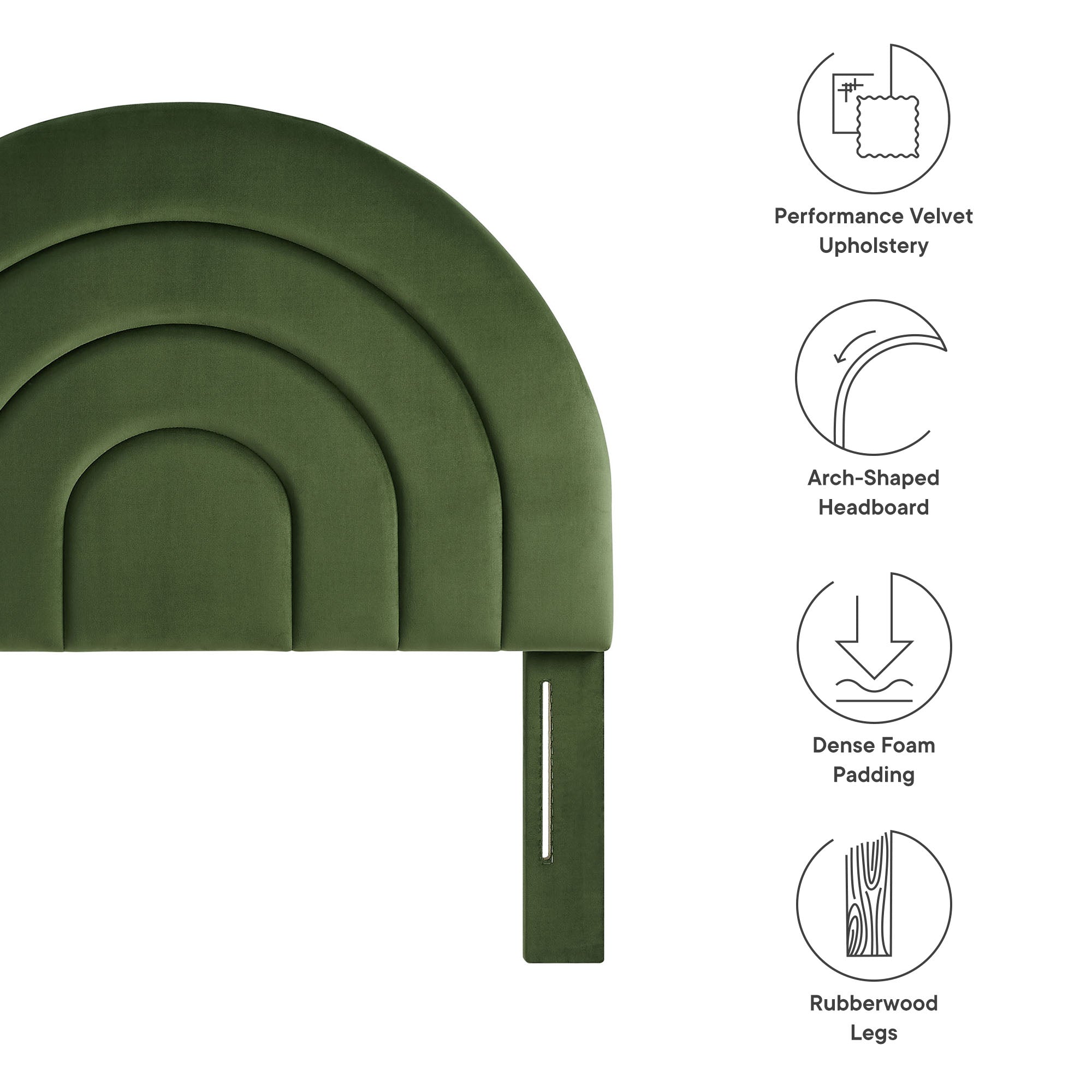 Solana Arched Performance Velvet Twin Headboard, Moss Green