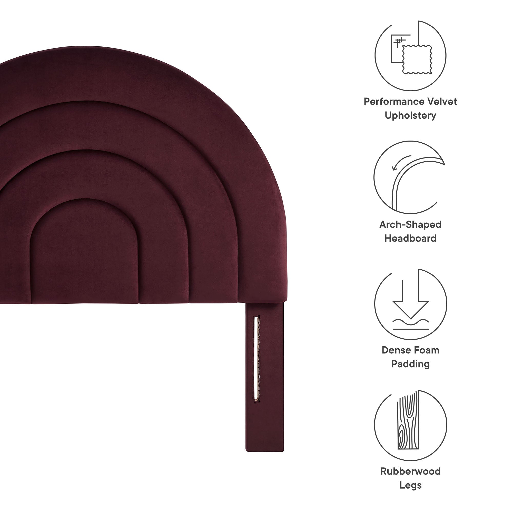 Solana Arched Performance Velvet Twin Headboard, Mulberry