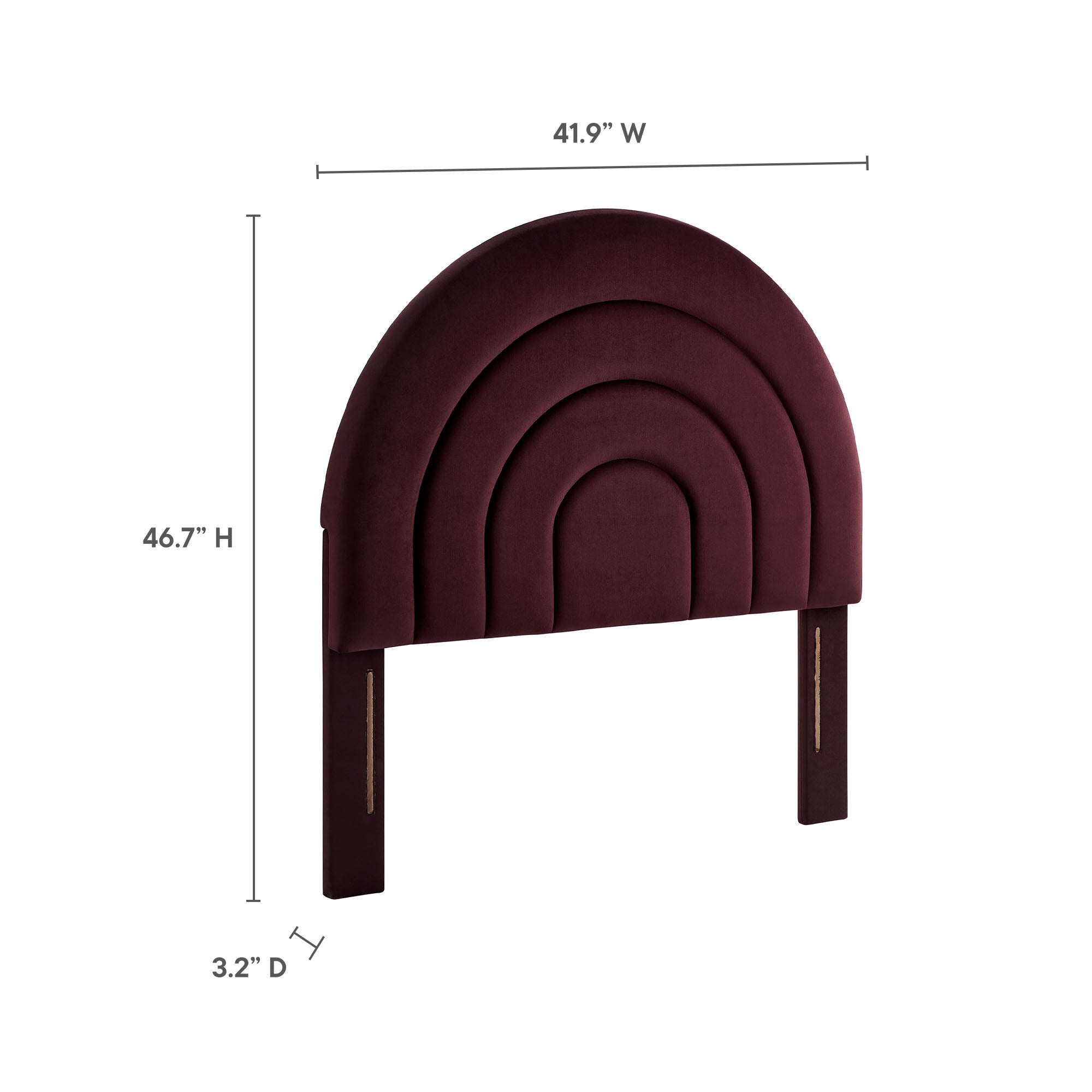 Solana Arched Performance Velvet Twin Headboard, Mulberry