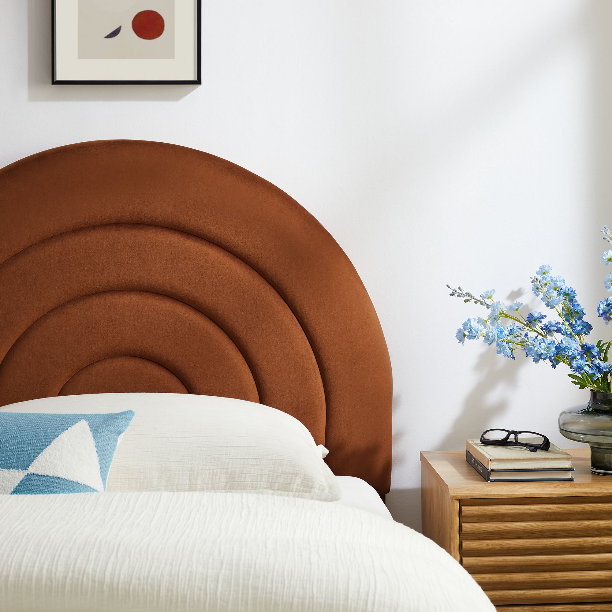 Solana Arched Performance Velvet Twin Headboard, Rust