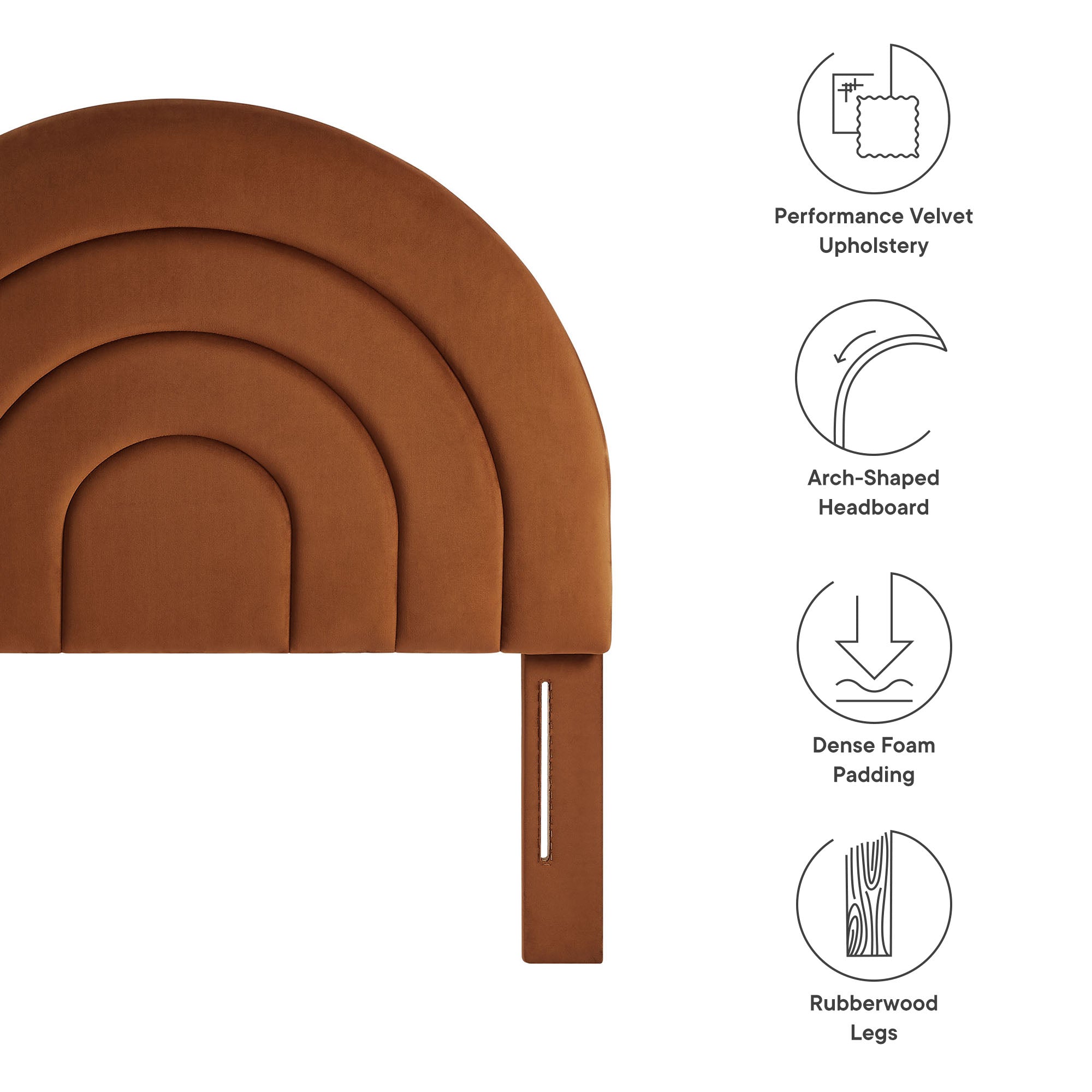 Solana Arched Performance Velvet Twin Headboard, Rust