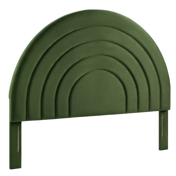 Solana Arched Performance Velvet Full Headboard, Moss Green