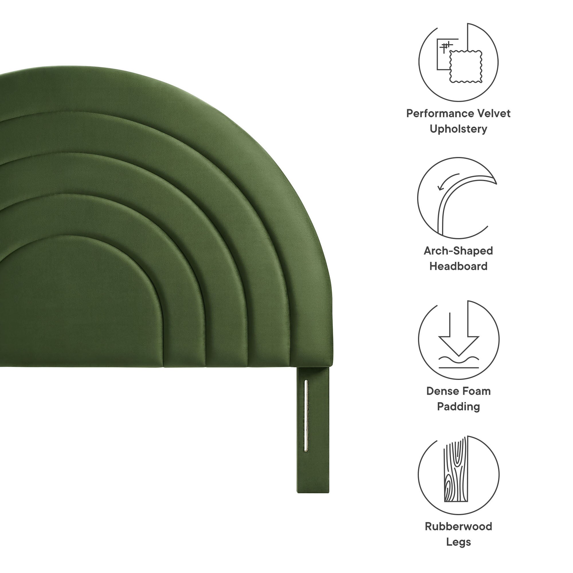 Solana Arched Performance Velvet Full Headboard, Moss Green