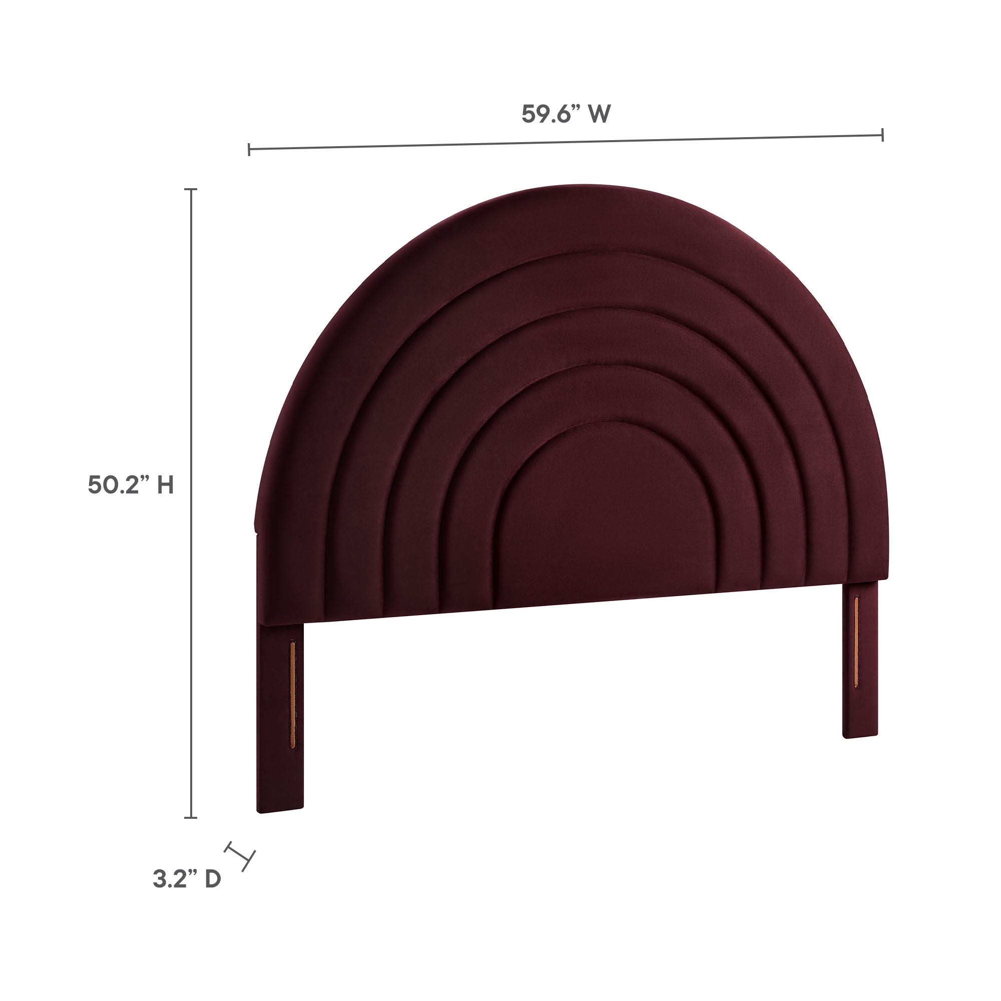 Solana Arched Performance Velvet Full Headboard, Mulberry