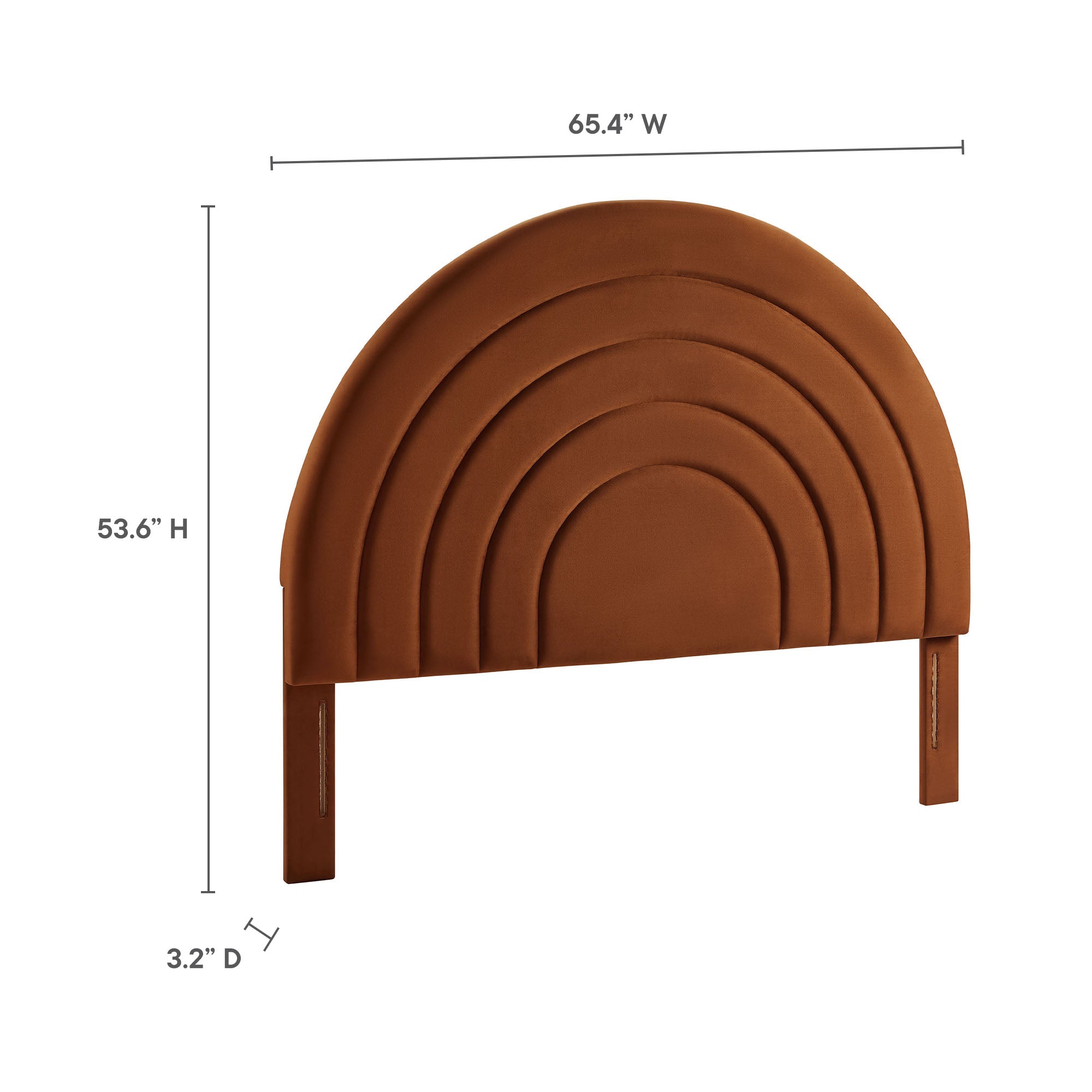 Solana Arched Performance Velvet Queen Headboard, Rust