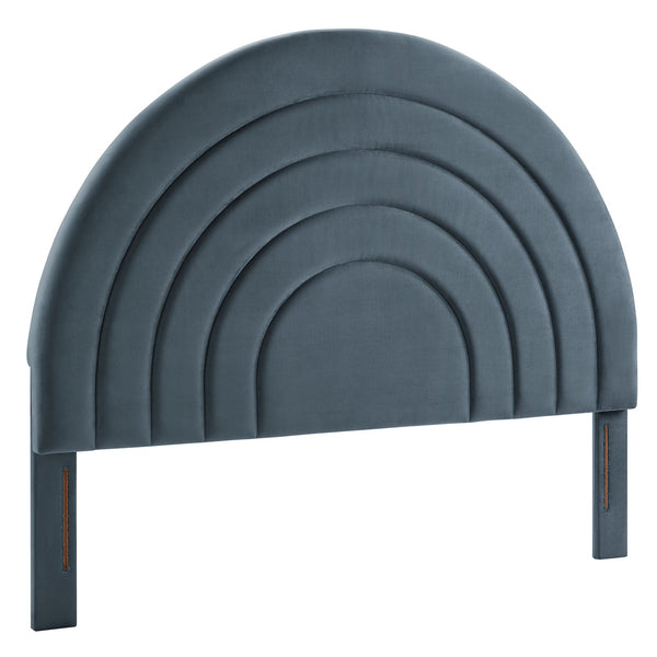 Solana Arched Performance Velvet King Headboard, Cadet Blue