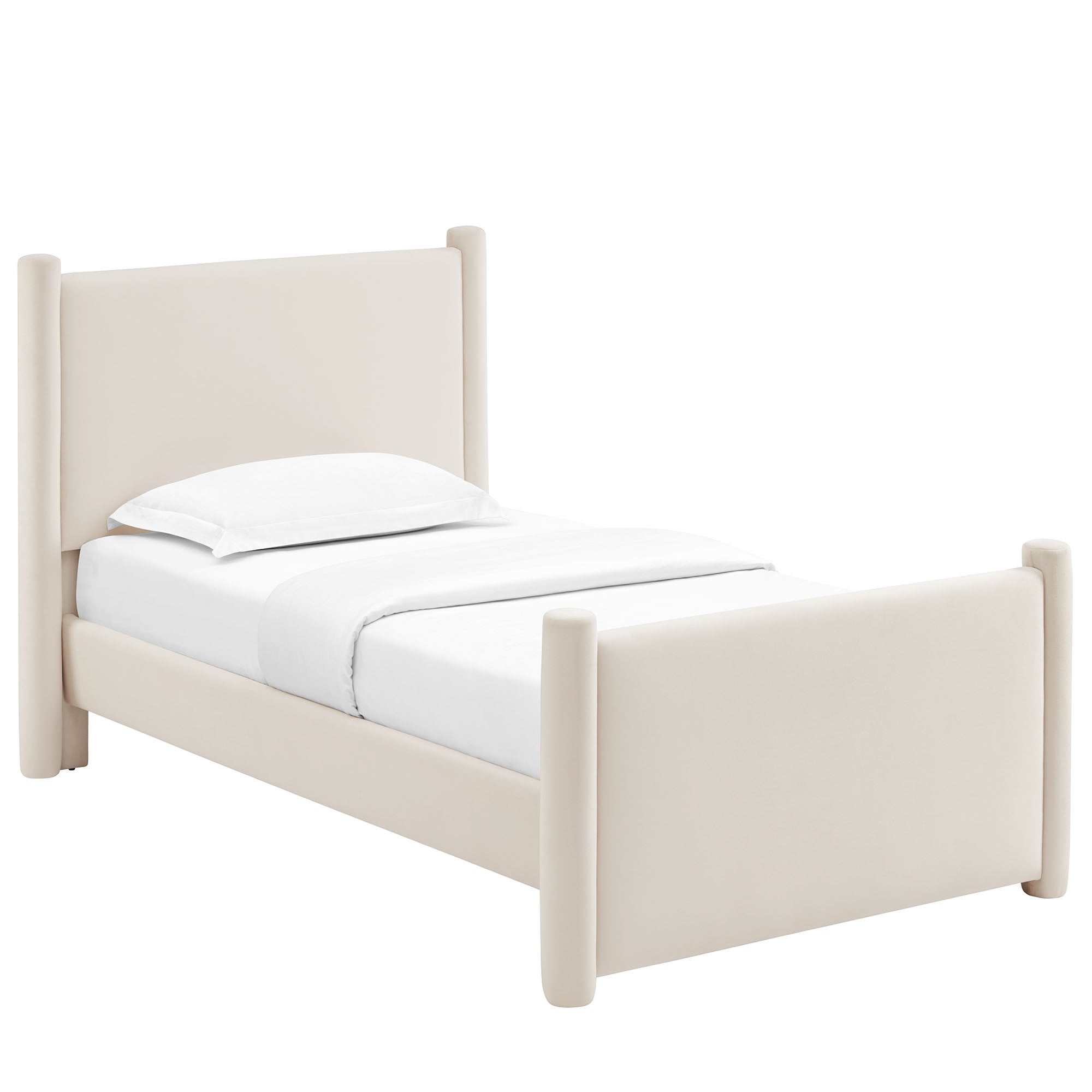 Rael Performance Velvet Twin Platform Bed, Alabaster