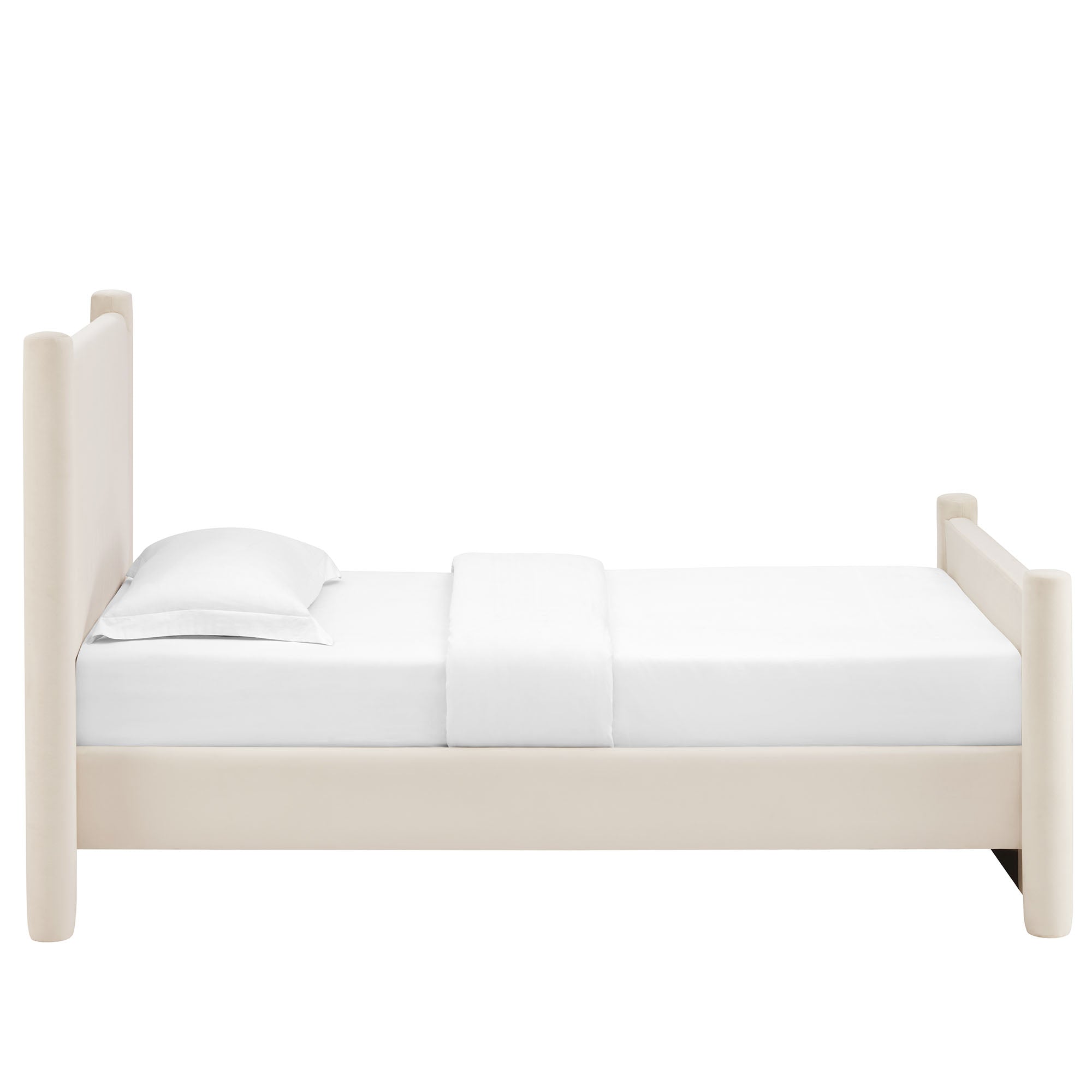 Rael Performance Velvet Twin Platform Bed, Alabaster