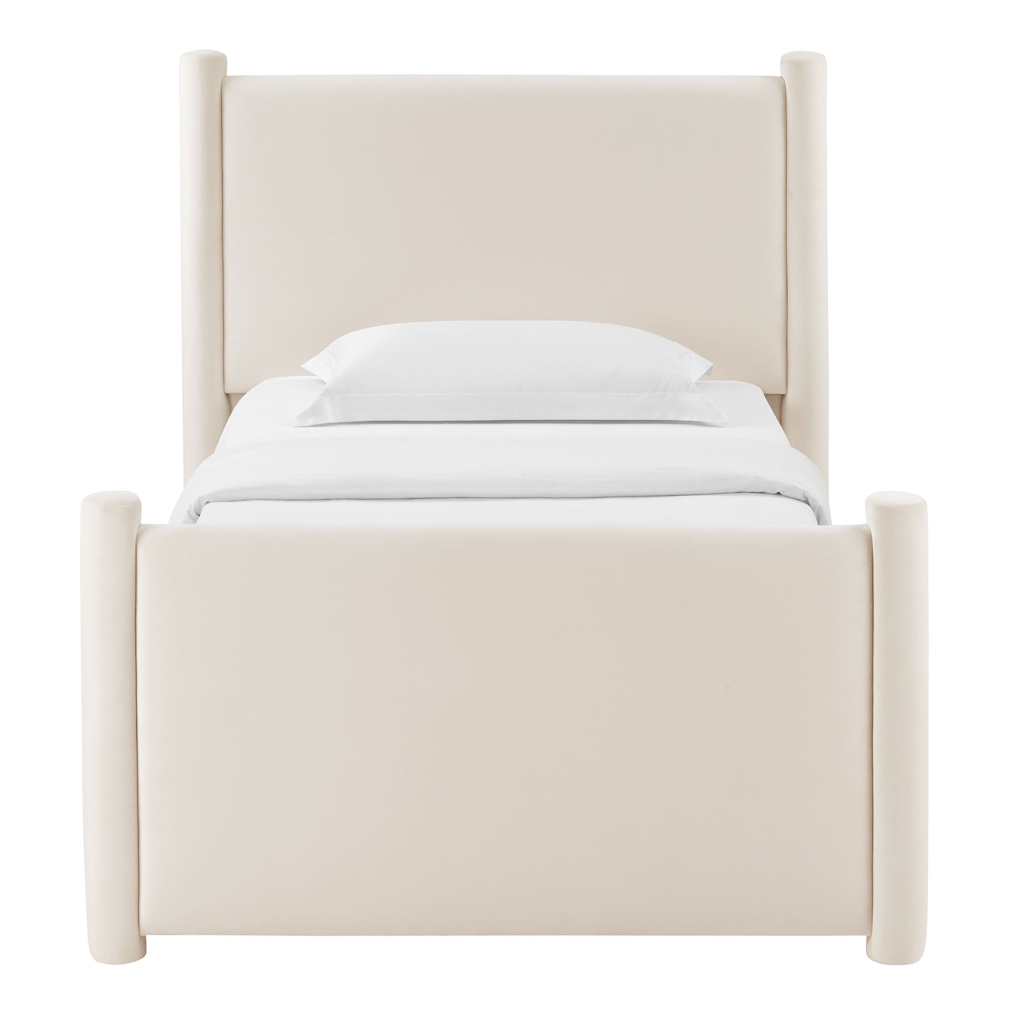 Rael Performance Velvet Twin Platform Bed, Alabaster