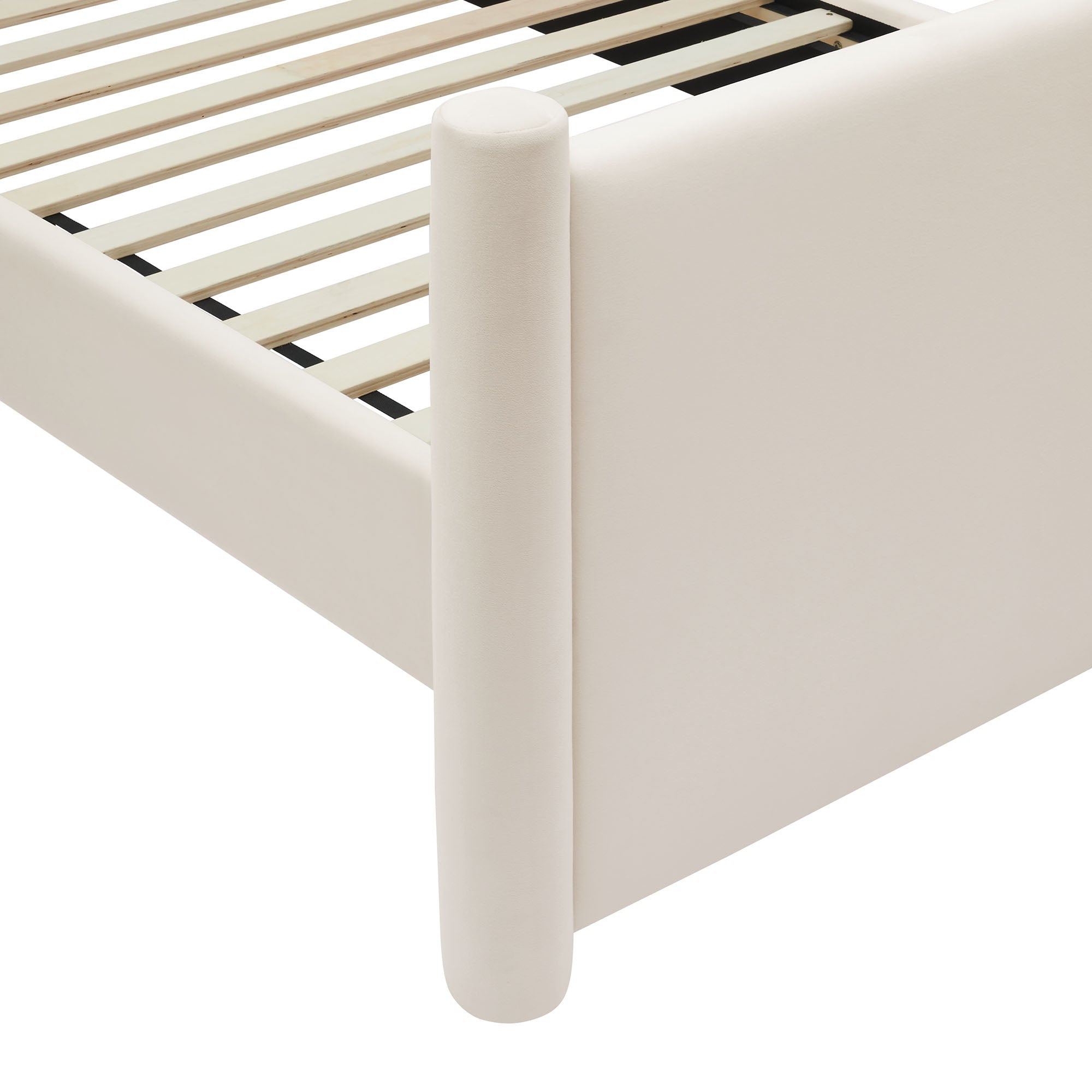 Rael Performance Velvet Twin Platform Bed, Alabaster