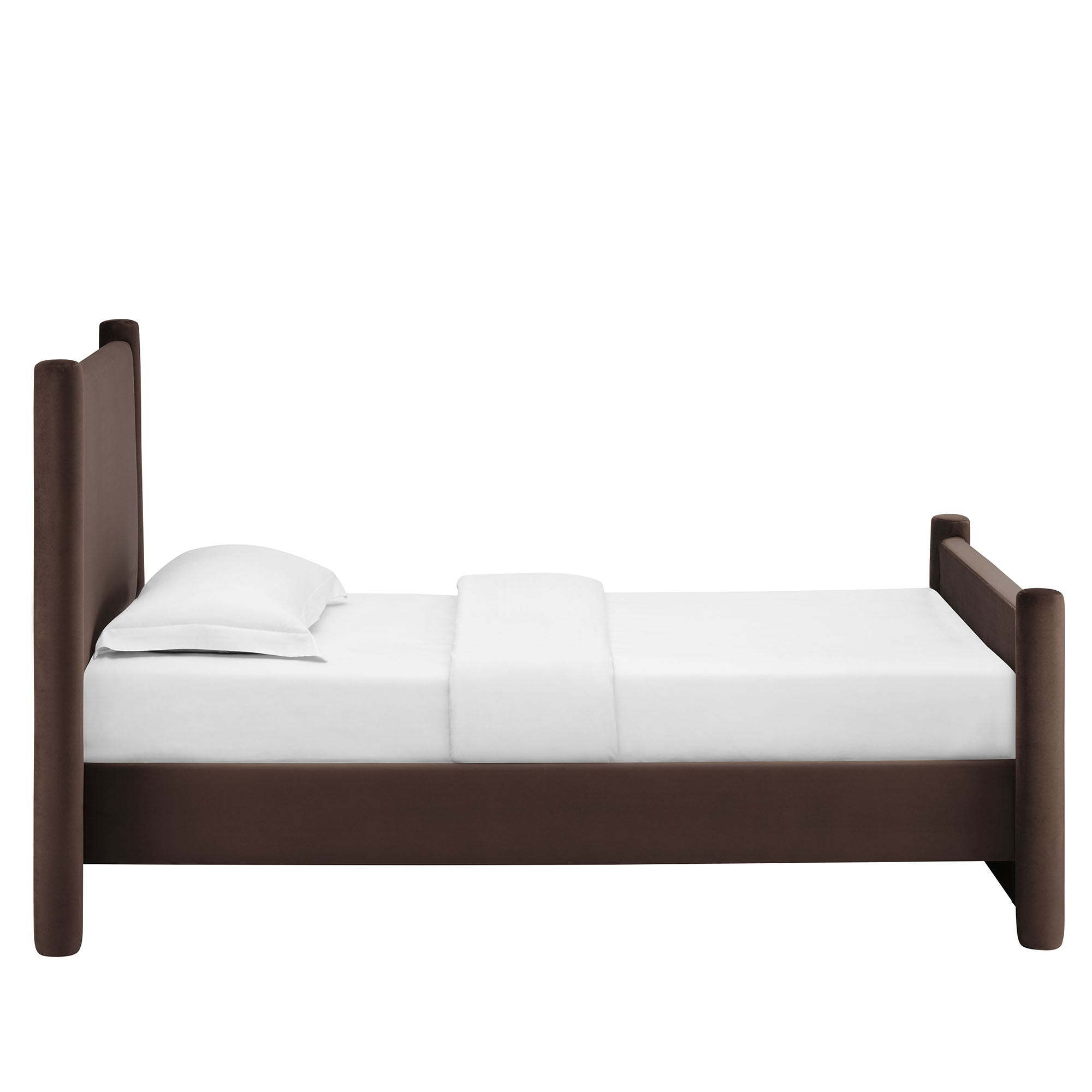 Rael Performance Velvet Twin Platform Bed, Chocolate Brown