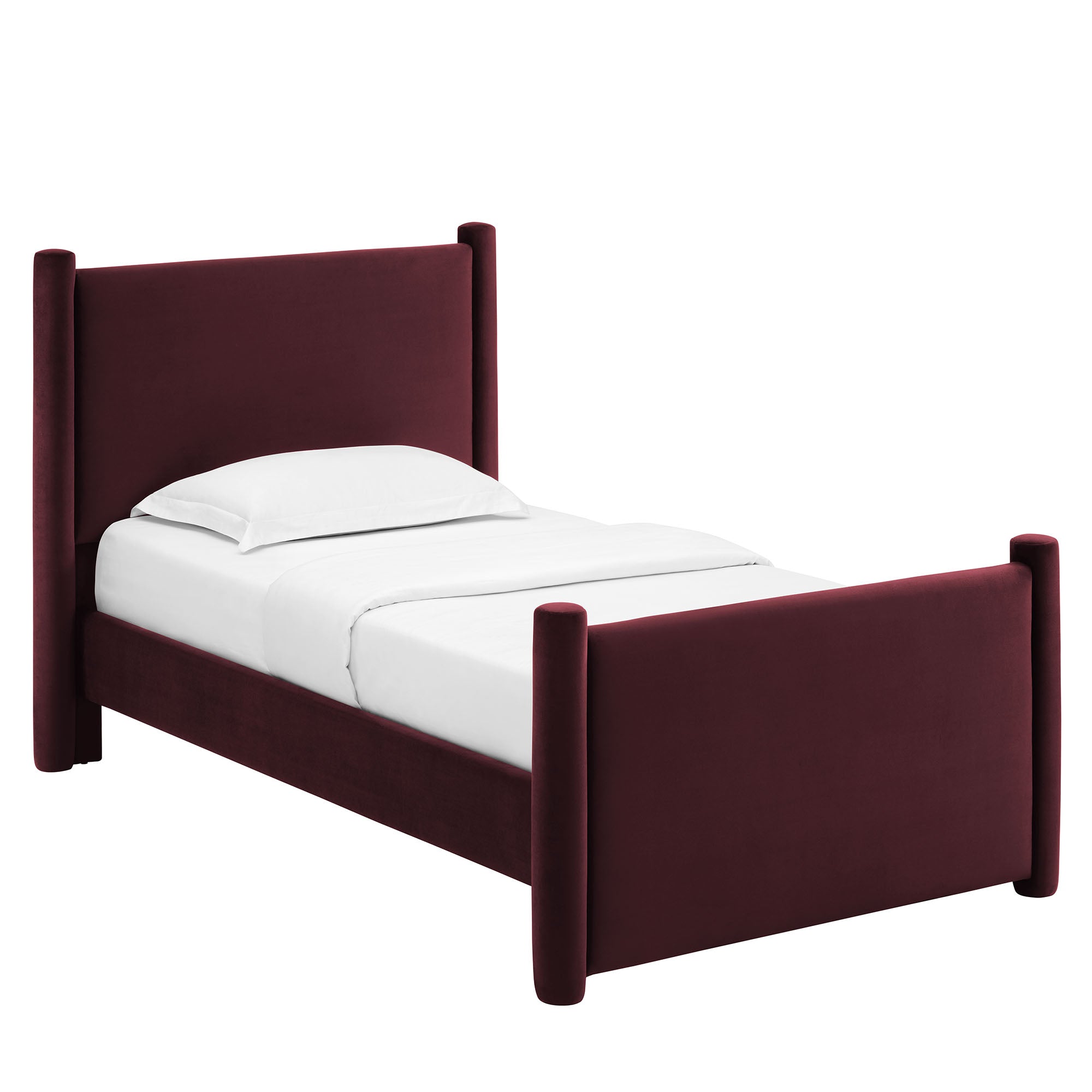 Rael Performance Velvet Twin Platform Bed, Mulberry