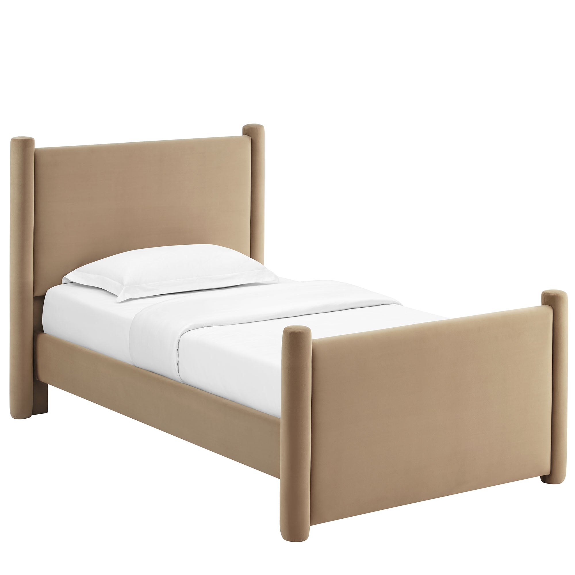 Rael Performance Velvet Twin Platform Bed, Taupe