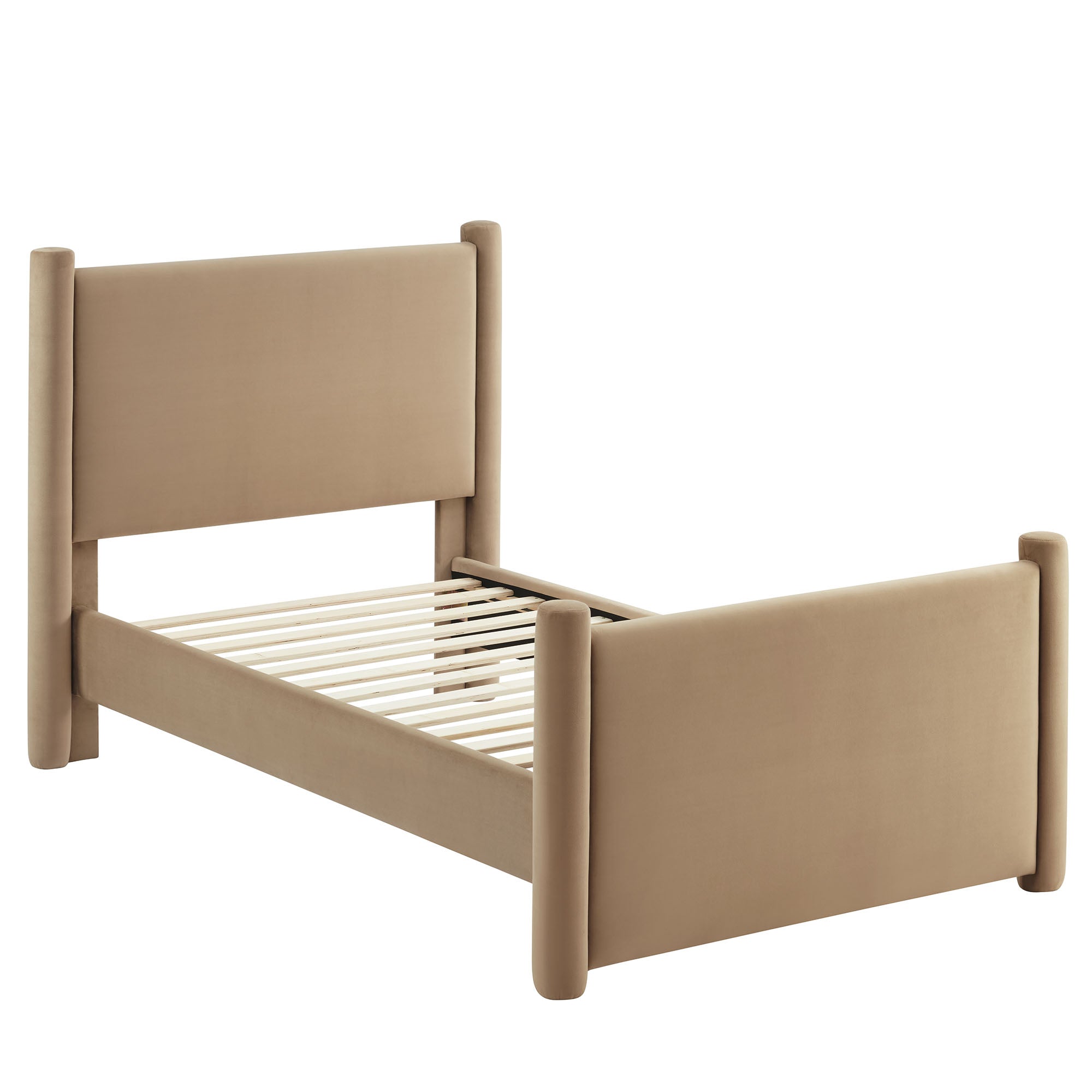 Rael Performance Velvet Twin Platform Bed, Taupe